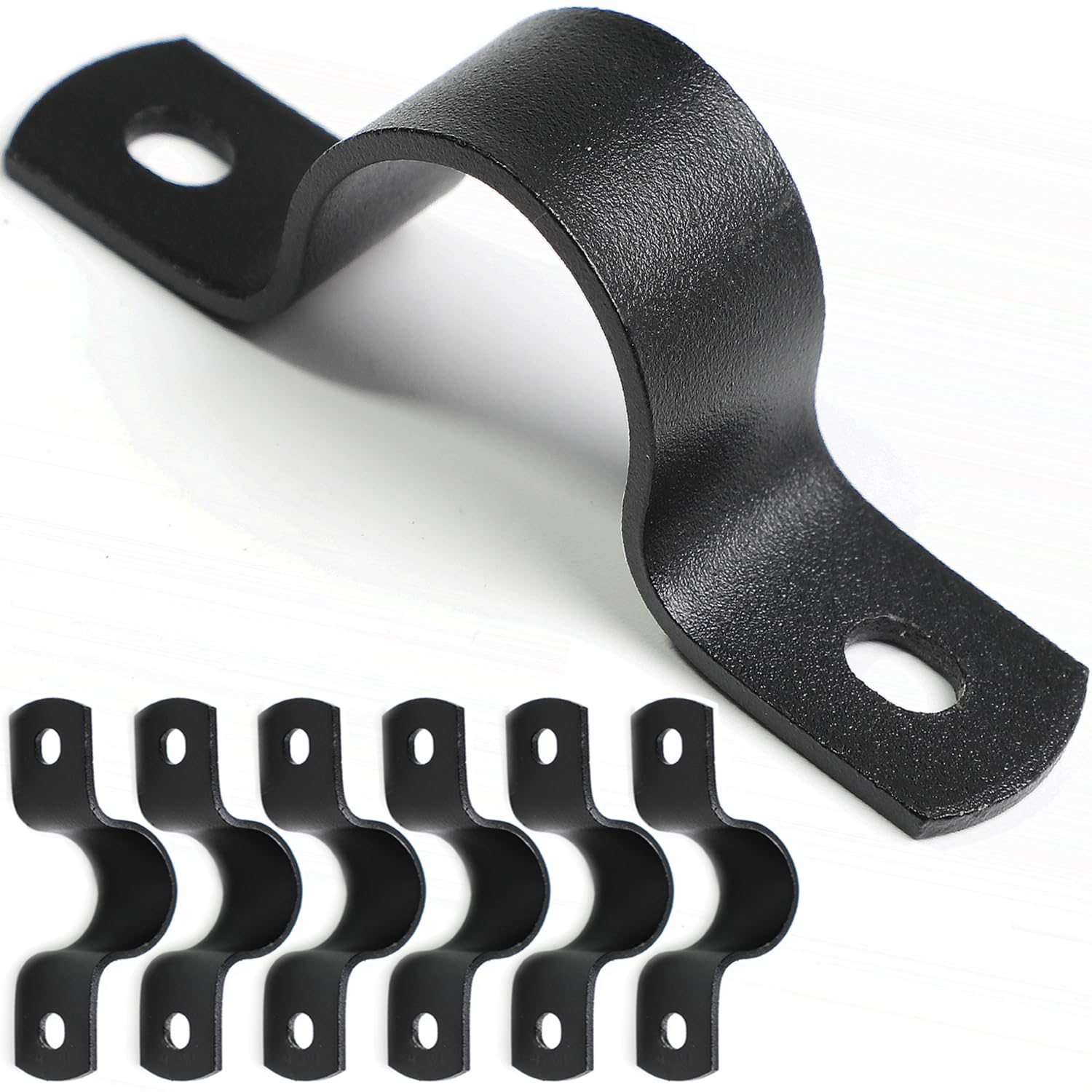 AGUTEA Black U-Clamps 1 INCH Metal Pipe Clamps 2-Hole U-Brackets Suitable for DIY Pipe Fixing (Pack of 6)