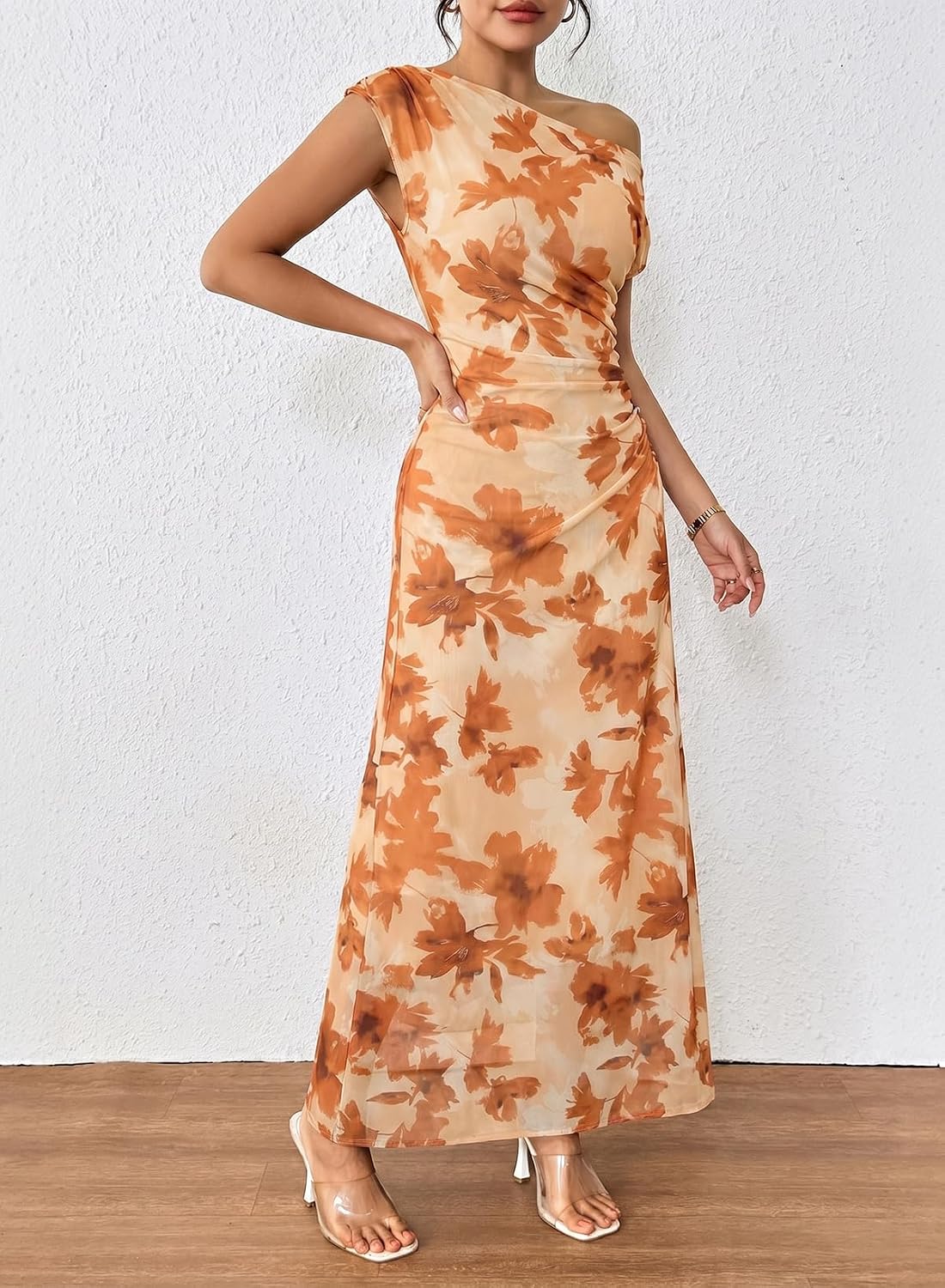  Women's Floral Off Shoulder Wedding Guest Dress Party Gown thumbnail