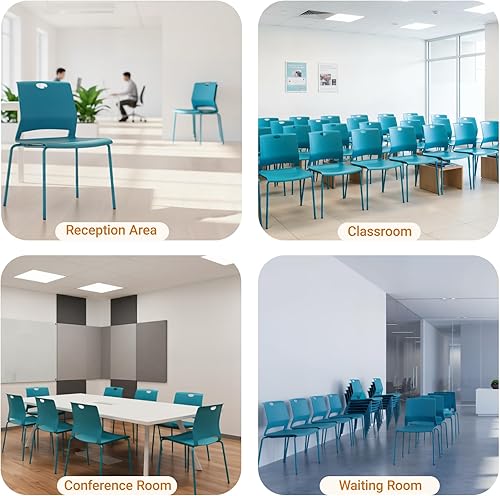 Miniatura 6 de Sidanli Sillas de sala de espera, sillas de oficina apilables con cómodo asiento aerodinámico, sillas apilables azules sin ruedas para sala de