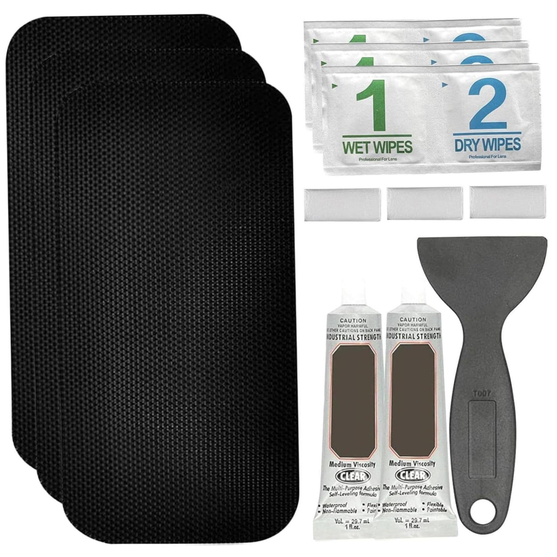 Xjklbyq Black Self-Adhesive Trampoline Patch Repair Accessories Kit, Rubber Trampoline Net Tape And 1Pcs Scraper For Repairing Tears Or Holes In Mats