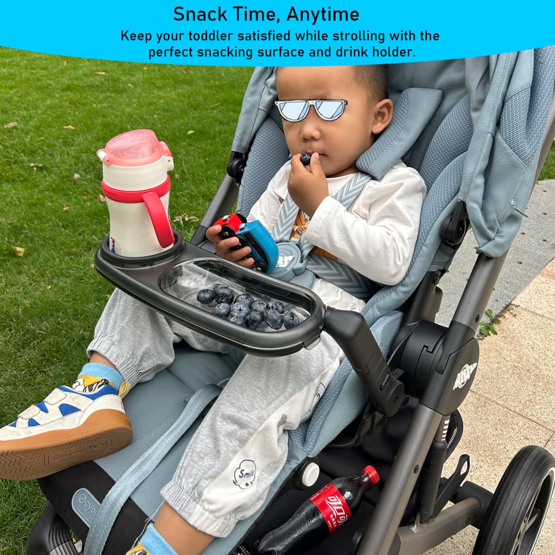 Tablett für Kinderwagen, kompatibel mit Cybex Balios, Gazelle, Talos-Serie – Reisetablett für Babys, aus Tritan, BPA-frei, um 360 Grad drehbar, faltbar mit dem Kinderwagen, leicht zu reinigen | Präzise Passform für Balios, Gazelle, Talos Serien