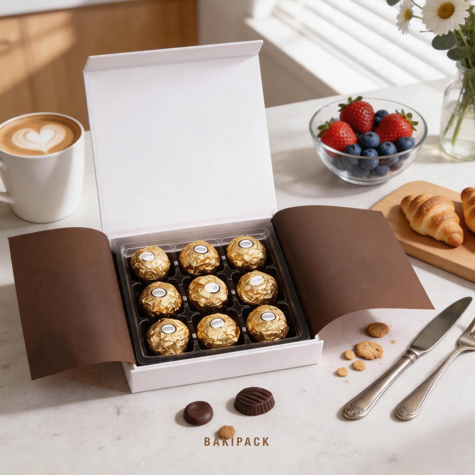 Amazon.co.jp: BAKIPACK ホワイトトリュフボックス、チョコレート