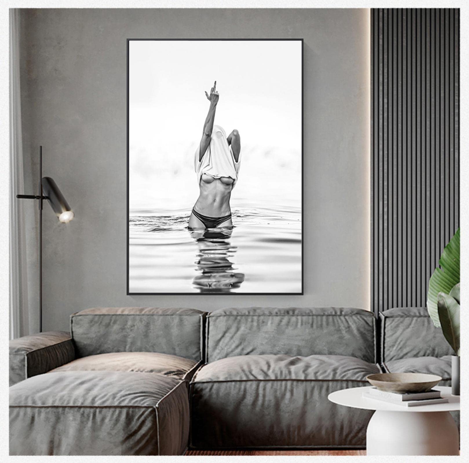 XIANSHOU Abstrakte Wandkunst, Leinwandbild 61 X 121,9 Cm – Weiße Malerei, Modern Für Wohnzimmer & Büro