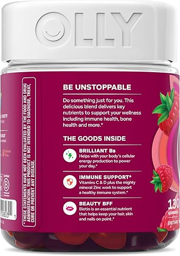Miniatura 11 de OLLY - Goma multivitamínica para mujer, salud general y apoyo inmunológico, vitaminas A, D, C, E, biotina, ácido fólico, vitamina masticable