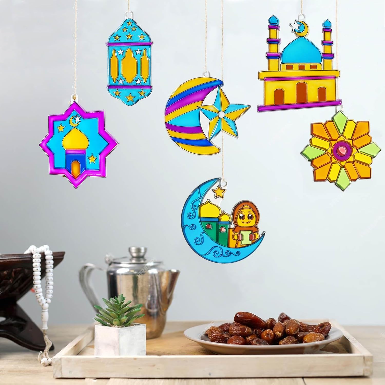 Ayhuhra 30 Sets Ramadan Suncatcher Crafts Kits Eid Al Fitr Sun Catchers DIY Window Art Moon and Star Suncatchers Lantern Mosque Sun-Catcher for Islamic Craft Ramadan Mubarak Decorations - Image 6
