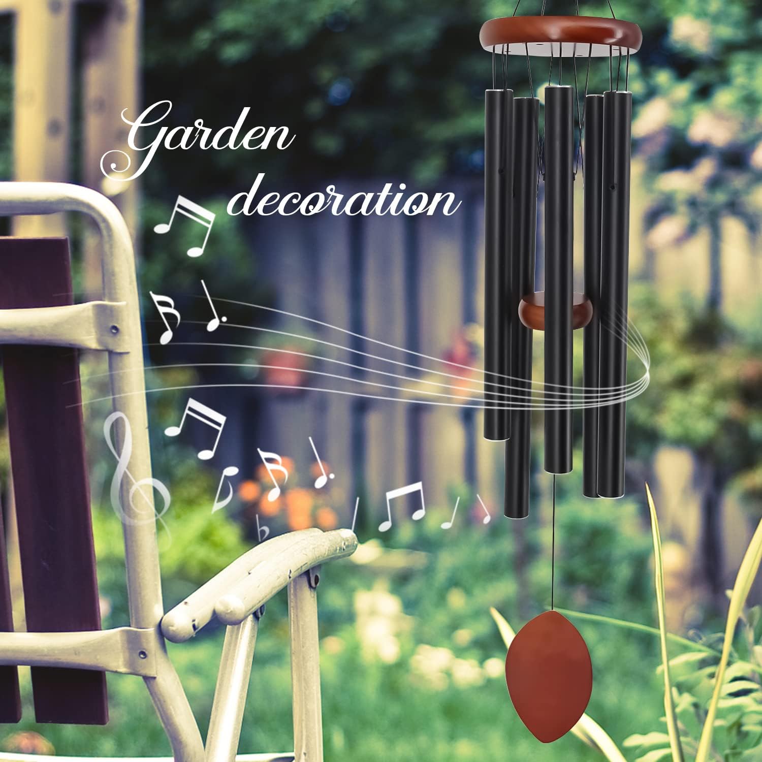 ASTARIN 36" Large Wind Chimes Outdoor – Deep Tone Memorial WindChimes with 5 Tuned Aluminum Tubes, Heavy-Duty Metal Wind Chime for Garden, Patio, Yard, Sympathy & Funeral Gift (Black)