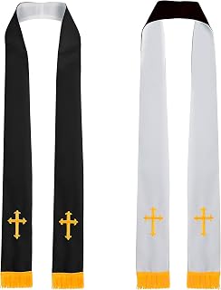 Unisex-adult's Reversible Clergy Mass Stole with Cross 90"