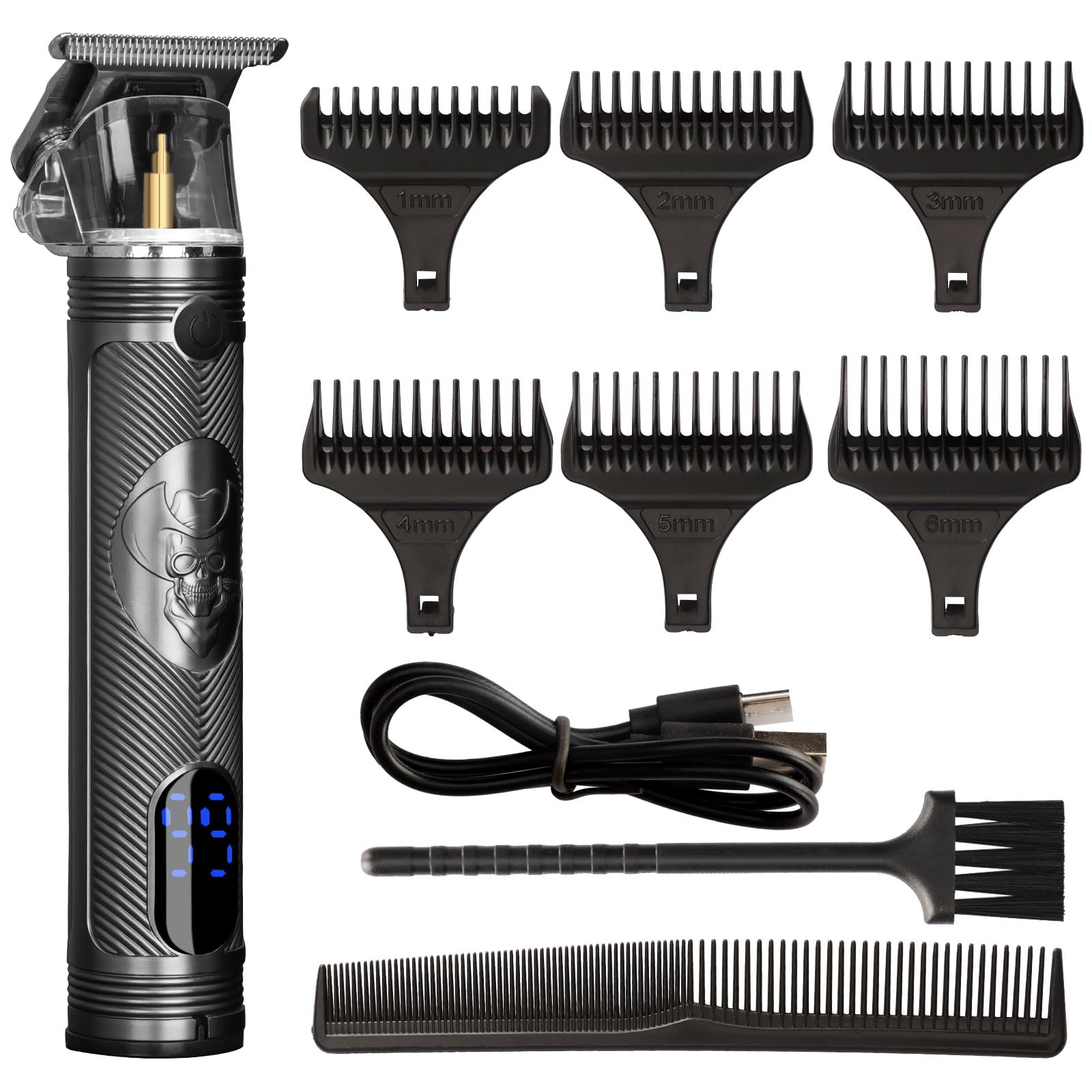 MEGZI Hair Clippers for Men,Beard Trimmer for Men Rechargeable,Zero gapped Cordless Razor Shavers T Liners for Beard Trimmer Men Clippers (Black)
