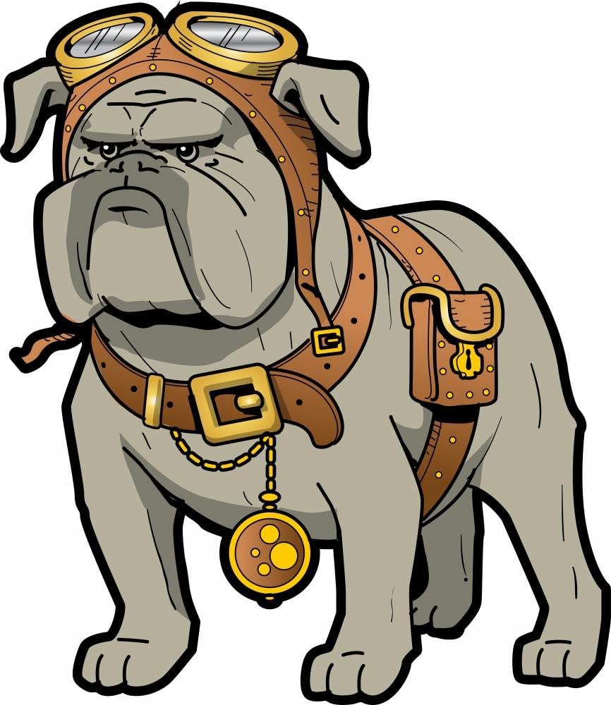 Wallmonkeys Steampunk Bulldog Wall Decal Peel and Stick Graphic (36 in H x 31 in W) WM169863