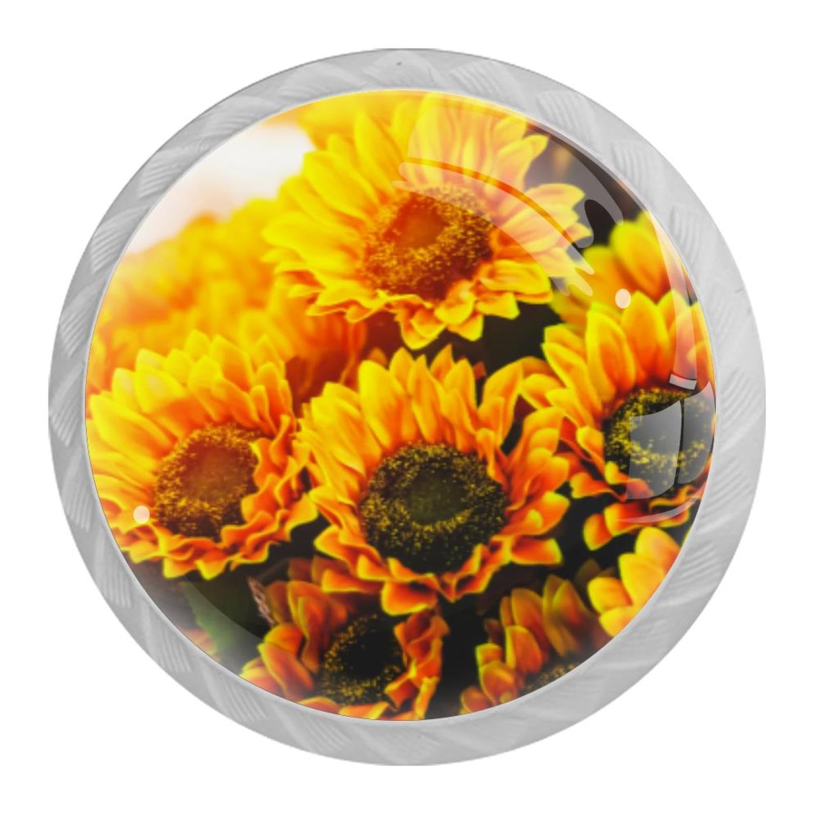 Tqmspg Multi09 4 Pieces Drawer Pulls Sunlight Sunflower Door Knobs Dresser Handles For Kitchen Wardrobe Cupboard Hardware Furniture