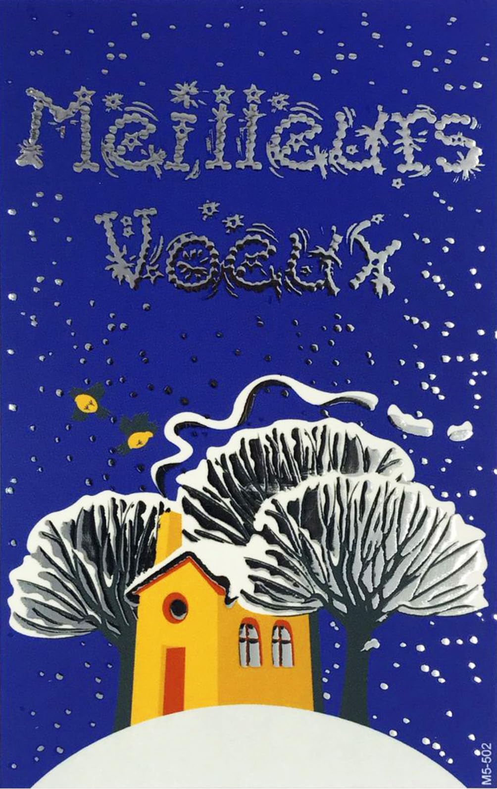 Cartes De Vœux Argenté Sapins Neige - Lot De 5 Cartes + Enveloppes, Fabriqué En France, Format 13,5x8,5 Cm - 2
