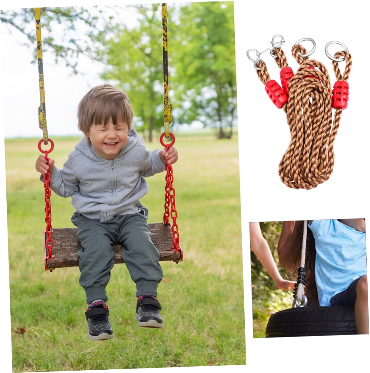 6pcs Swing Rope Tree Swing Straps Hanging Kit Accessories Pp Rope Safe for Boys and Girls Random Color