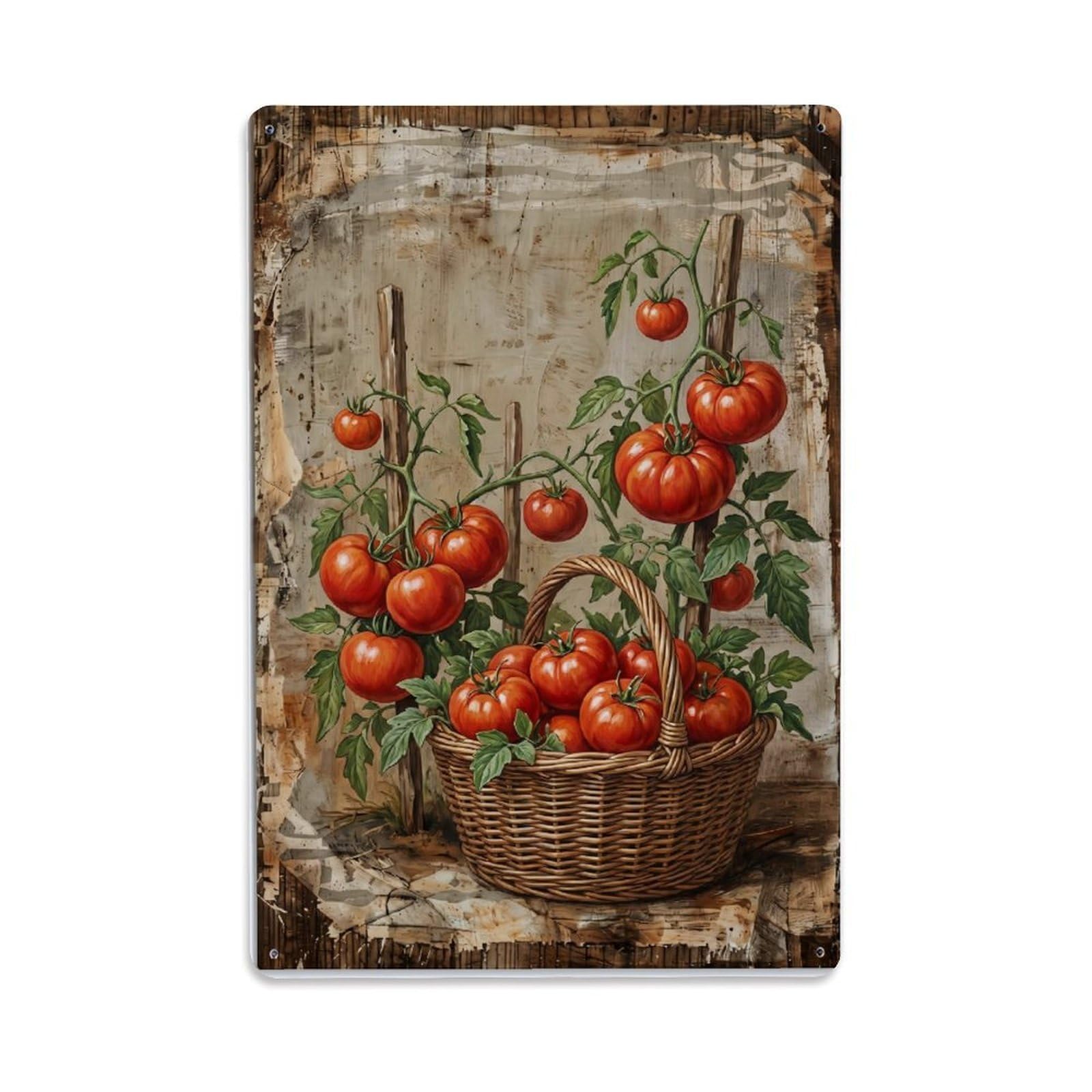 Tomato Garden Fresh Red Vegetable Countryside Farm Metal Tin Sign Plaque Wall Decor for Cafe, Club Bar, Office, Home Garden Metal Poster 8x12Inch