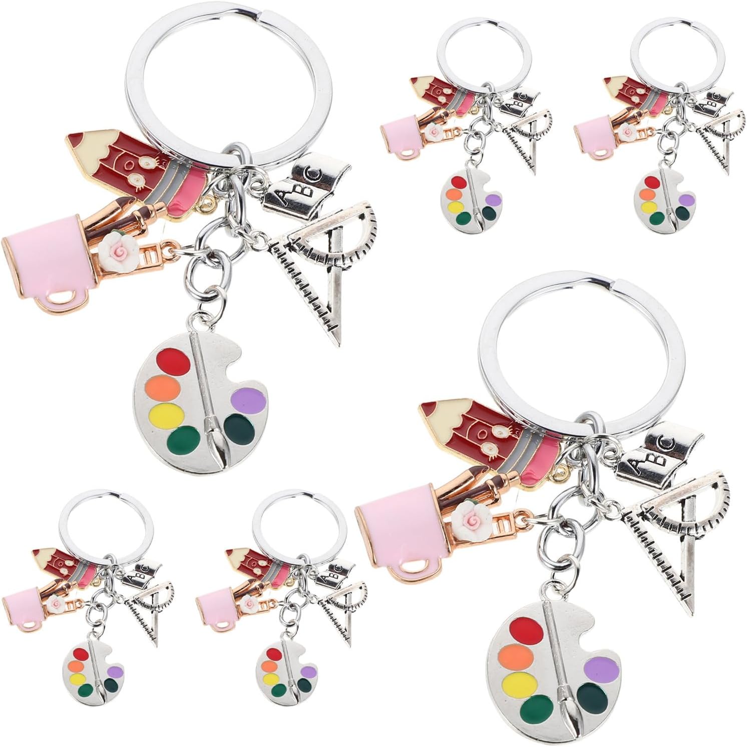 CHILDWEET 6pcs Paint Palette Keychain Set Lightweight Metal Backpack Pendant Charms for Art Classroom and Graduation Party Supplies Art Teacher Birthday Gift