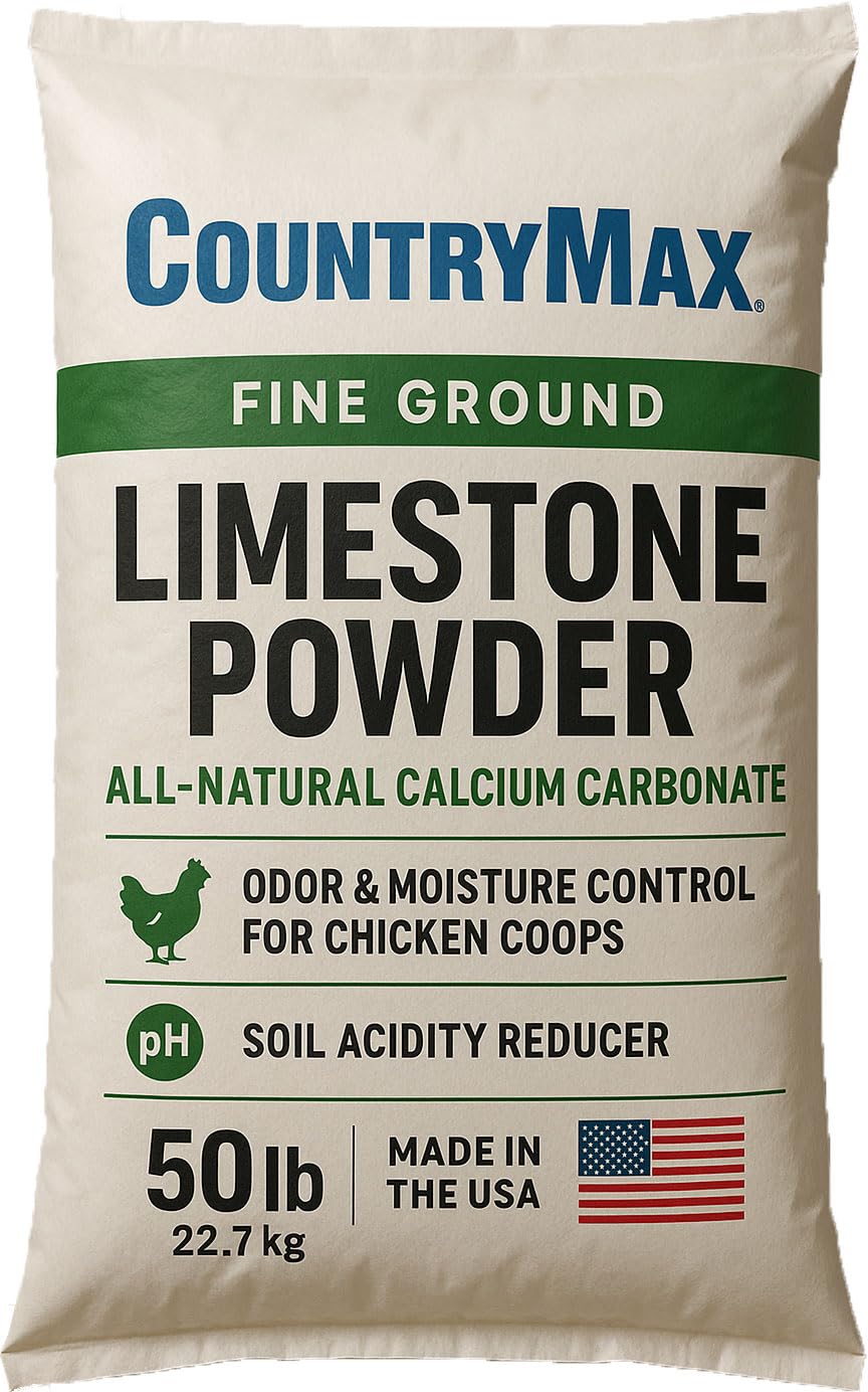 Fine Ground Limestone Powder 50 lb – All-Natural Calcium Carbonate for Lawns, Gardens, Chicken Coops, Odor Control, Soil pH, and Agriculture – Soft White Lime Rock Dust