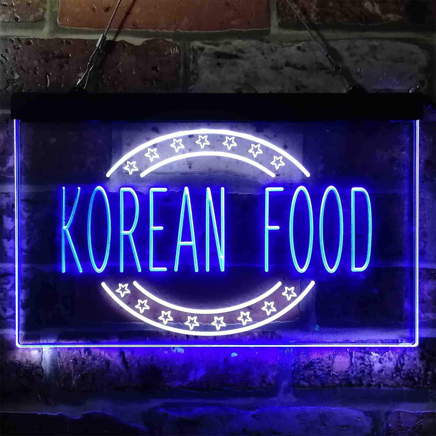ADVPRO Korean Food Restaurant Dual Color LED Neon Sign White & Blue 24 x 16 Inches st6s64-i3842-wb