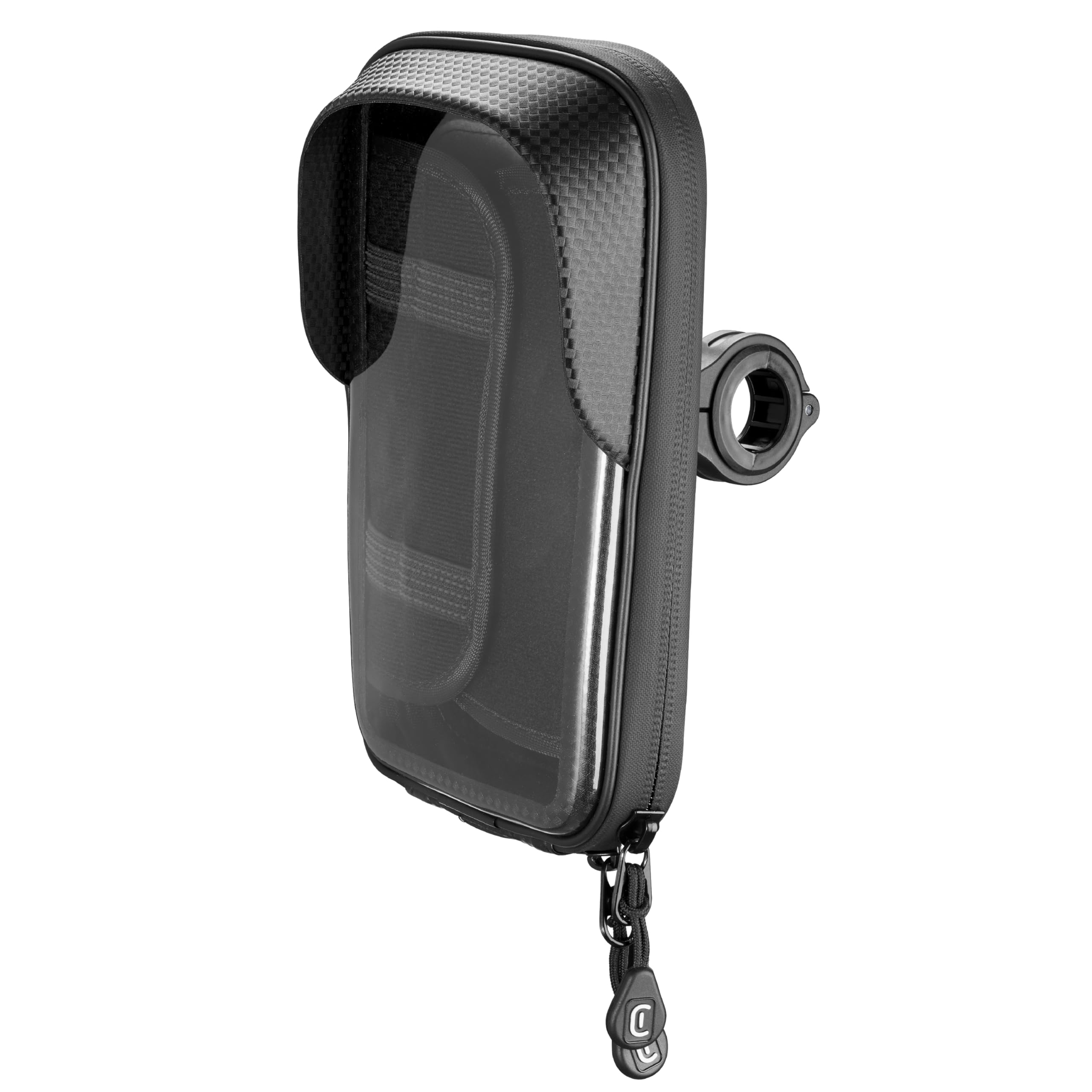cellularline | Rider Shield - Universal | Supporto Porta Smartphone Impermeabile da Manubrio Tondo per Moto e Bici - Aletta Parasole - Rotazione a 360