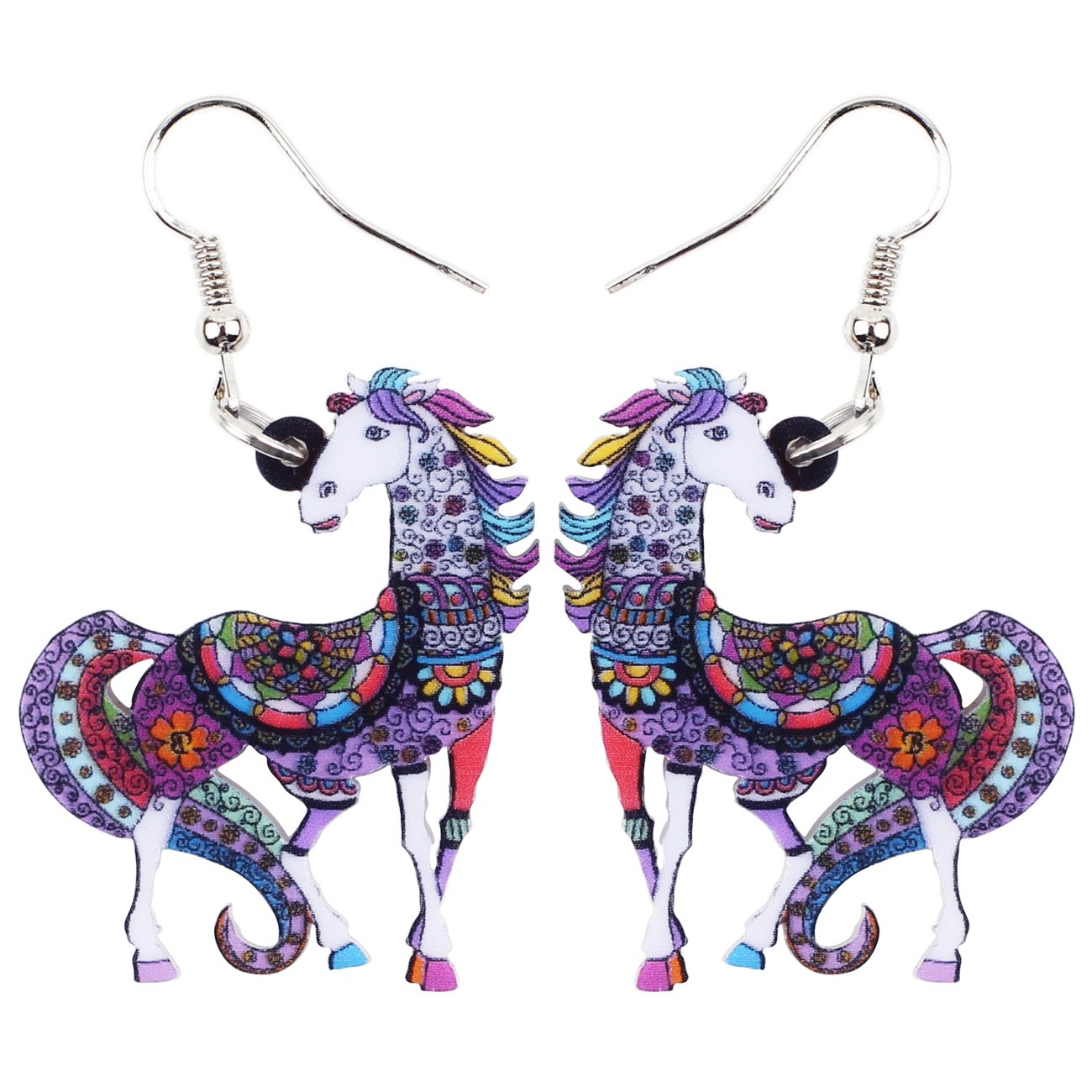 Pendientes de caballo acrílicos BONSNY coloridos estilo pendientes gota 6