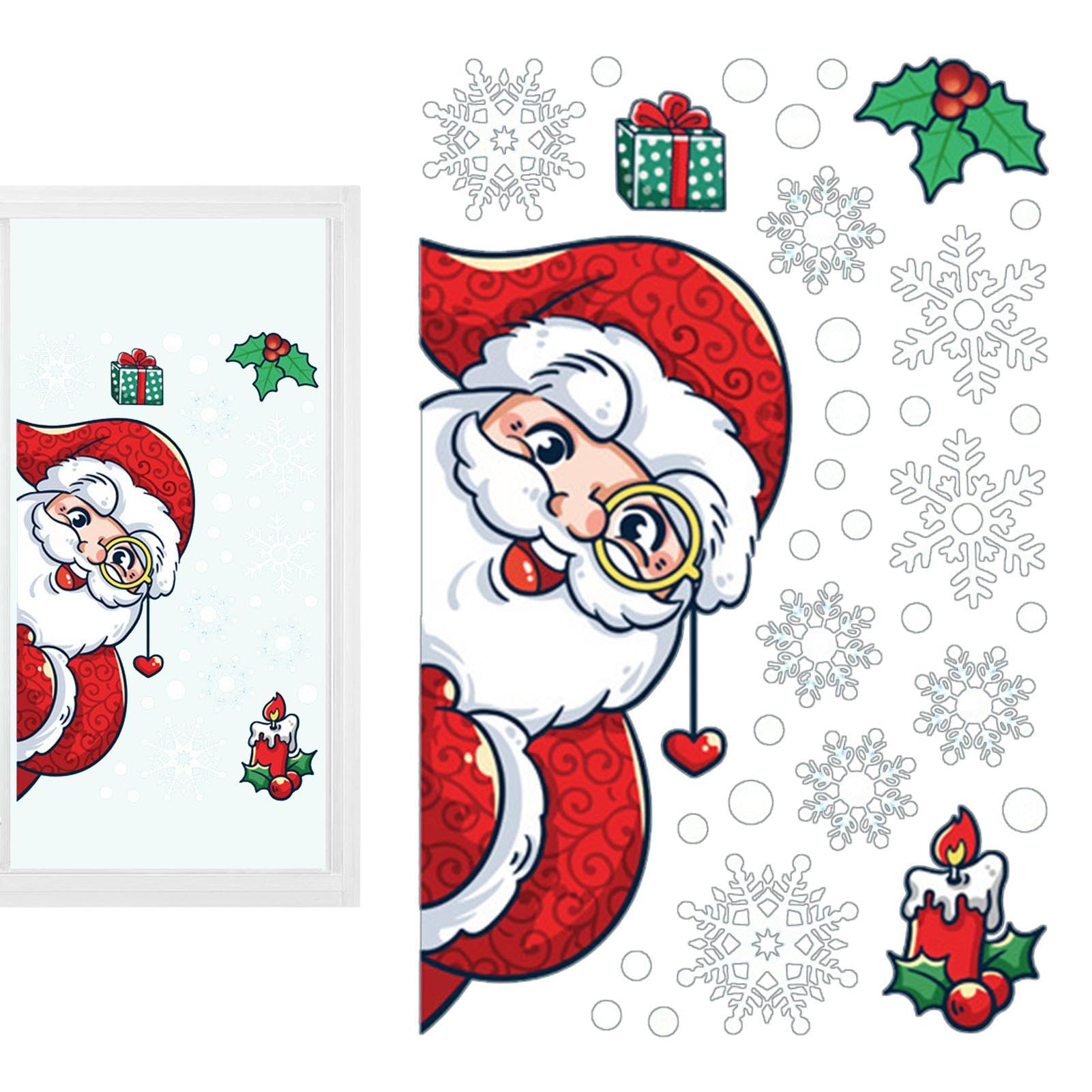 Autocollant De Noël Père Noël - 40x30 Cm, Amovible, Effet Mur Cassant, Décoration Pour Fenêtre Ou Mur