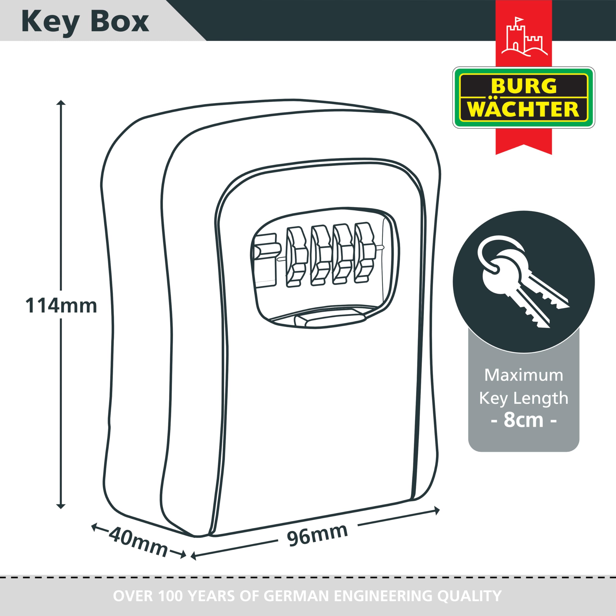 Point Wall Mounted Outdoor Combination Key Safe Lock Box, Black Or Gray - Image 3