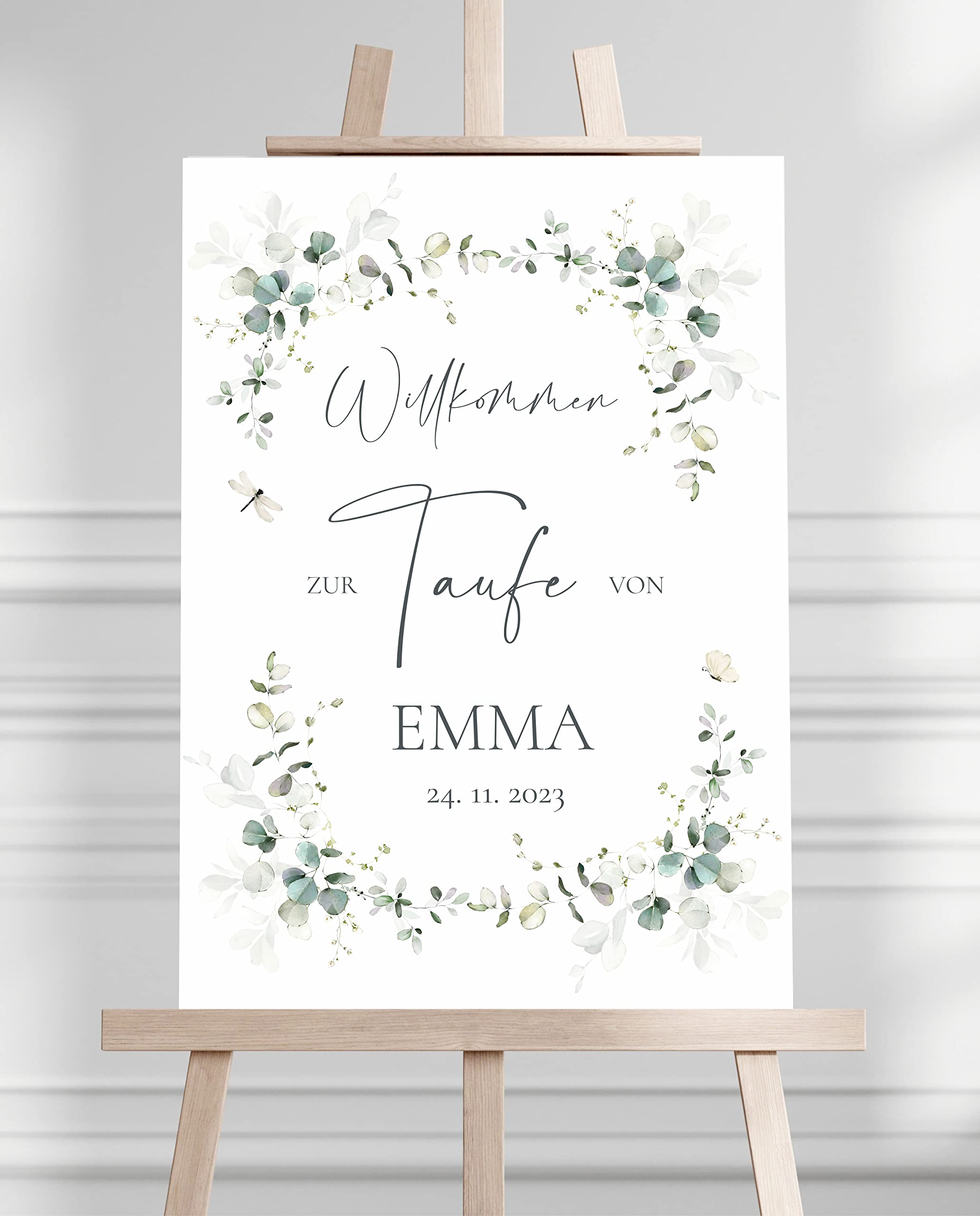 Manschin-Laserdesign Willkommensschild Aluverbund personalisiert - Made in Germany - Welcome Willkommen Schild für Taufe, Geburtstag, Firmung, Kommunion, Konfirmation (60x40cm)