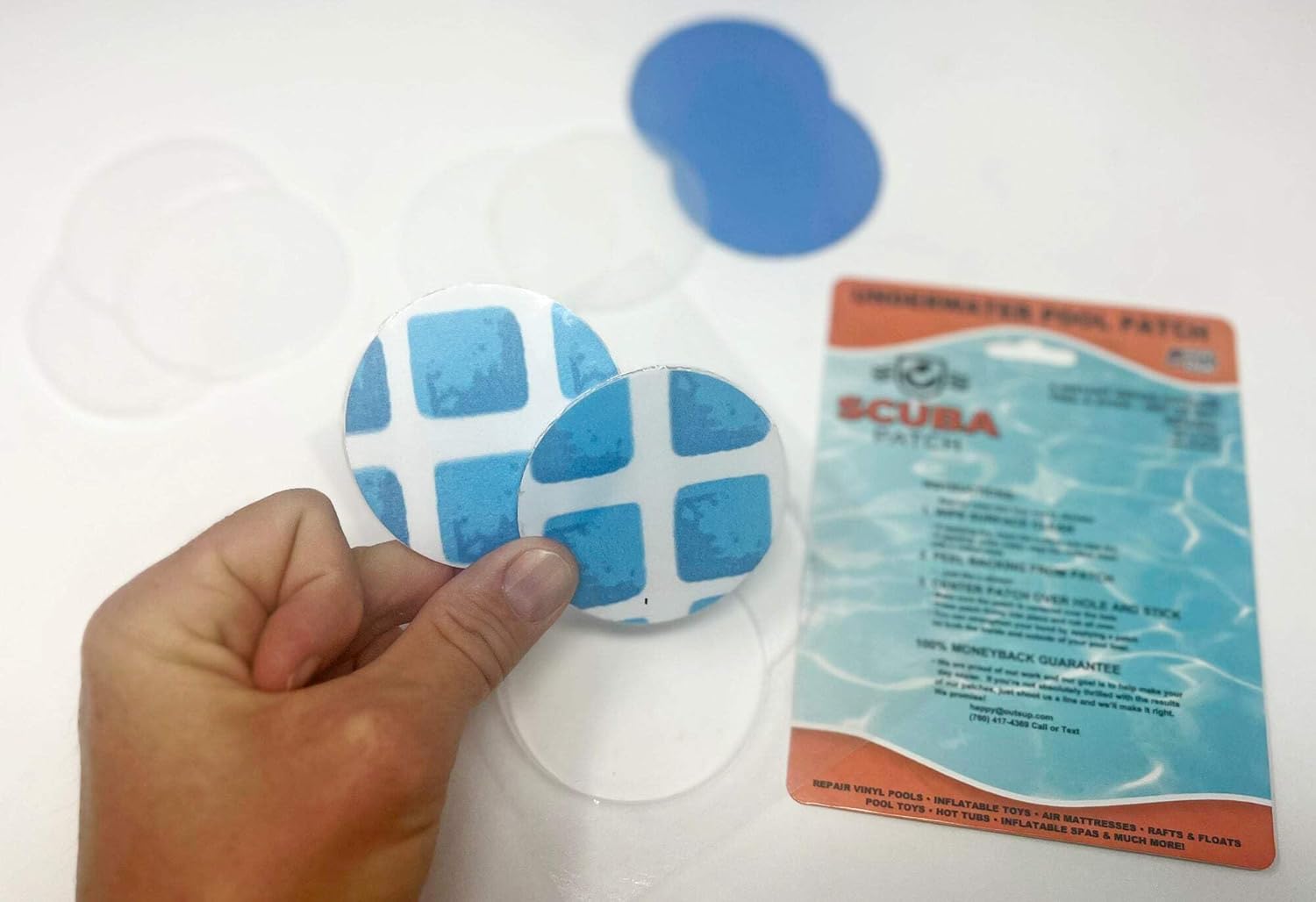 Heavy Duty Underwater Pool Liner Patches | Heavy Duty | Instant | Waterproof | Glue-Less | Peel and Stick | Swimming Pool Liner Repair Patch 12" Clear Circle