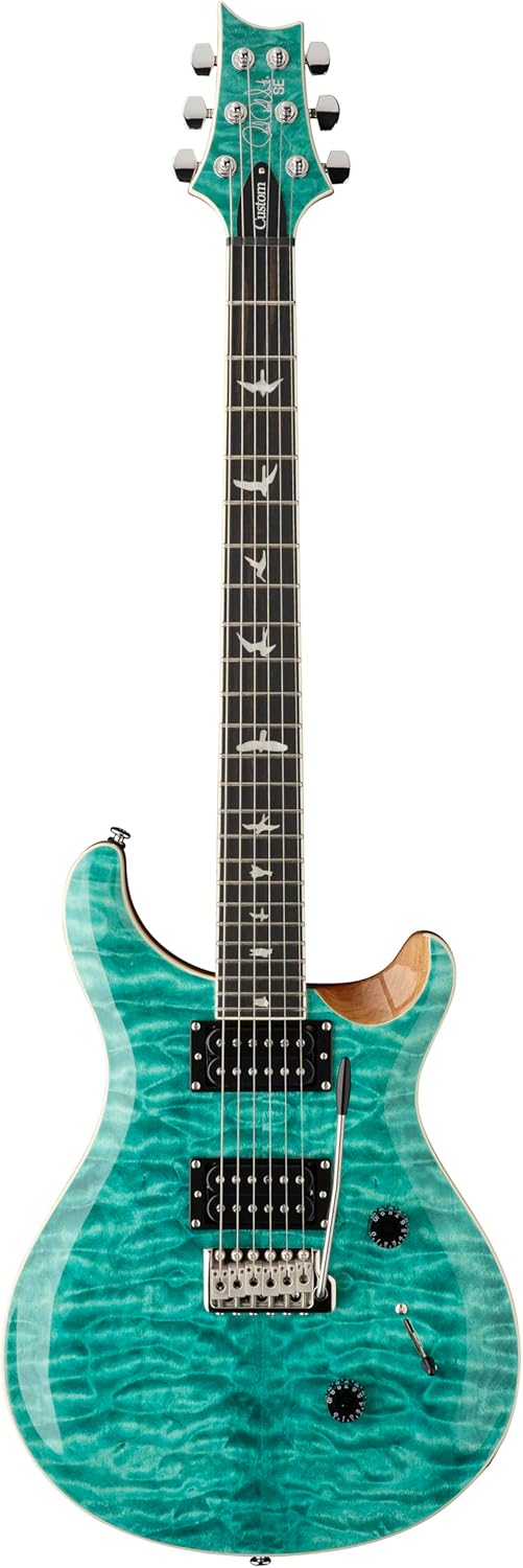 PRS SE Custom 24 Quilt Electric Guitar, Turquoise with Gigbag