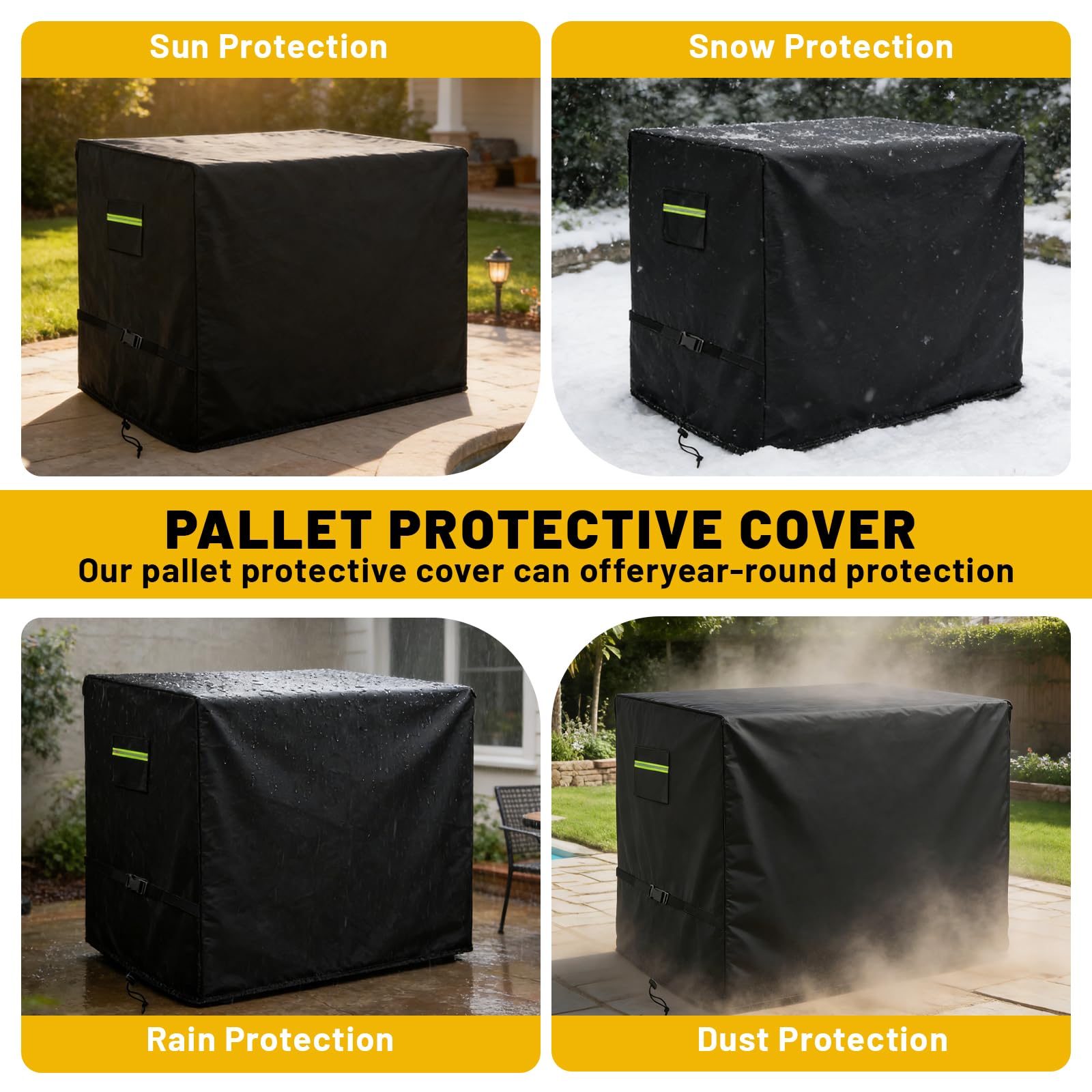 Housse pour palettes et caisses grillagées, Protection imperméable Toutes Saisons, Housse de Palette Euro en Tissu Oxford 600D, Robuste et résistante aux déchirures (125 * 105 * 125CM)