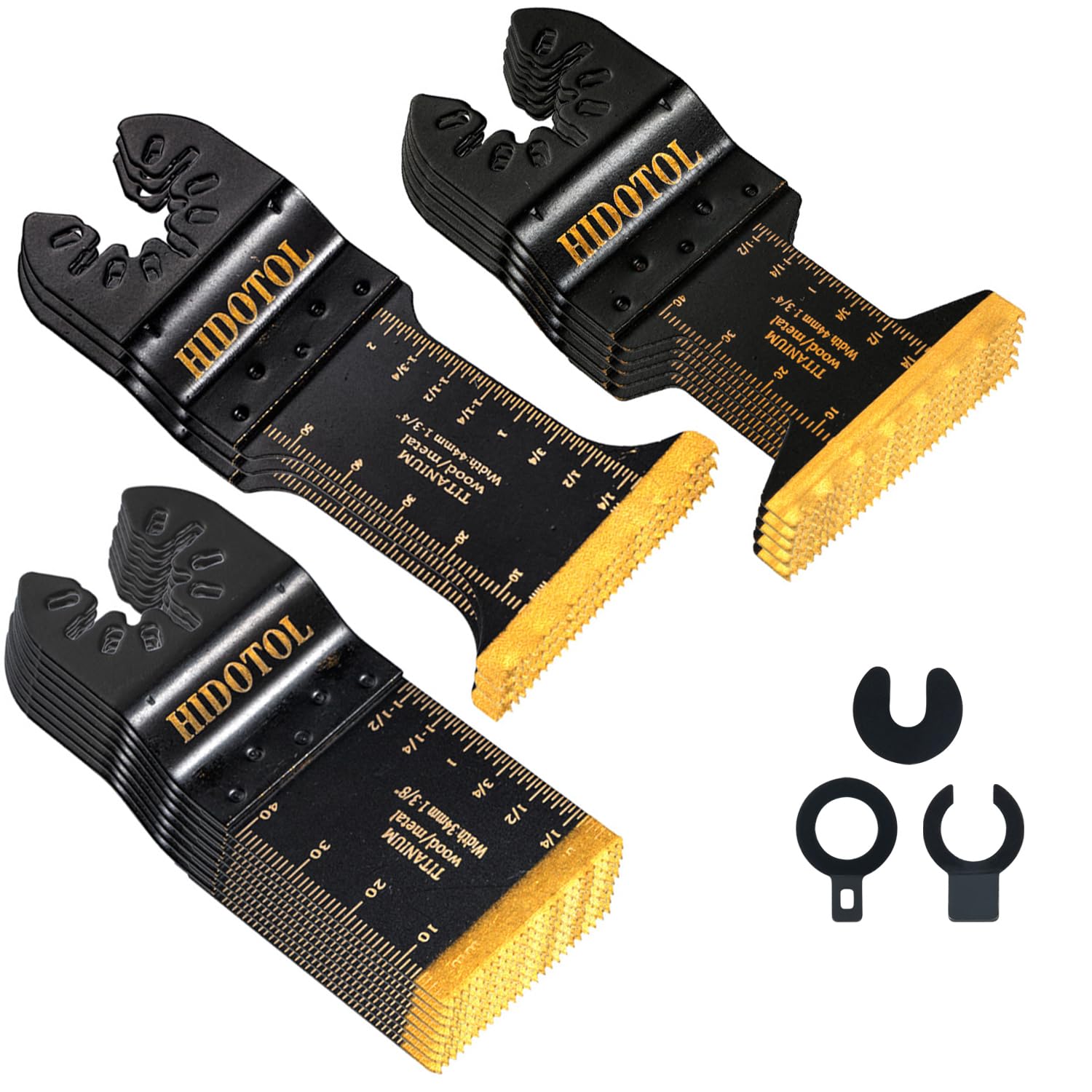 HIDOTOL 16 PCS Titanium Oscillating Saw Blades Universal Multitool Blades for Cutting Hard Material, Metal Nails, Wood, Plastic, Oscillating Tool Blades Kit fit
