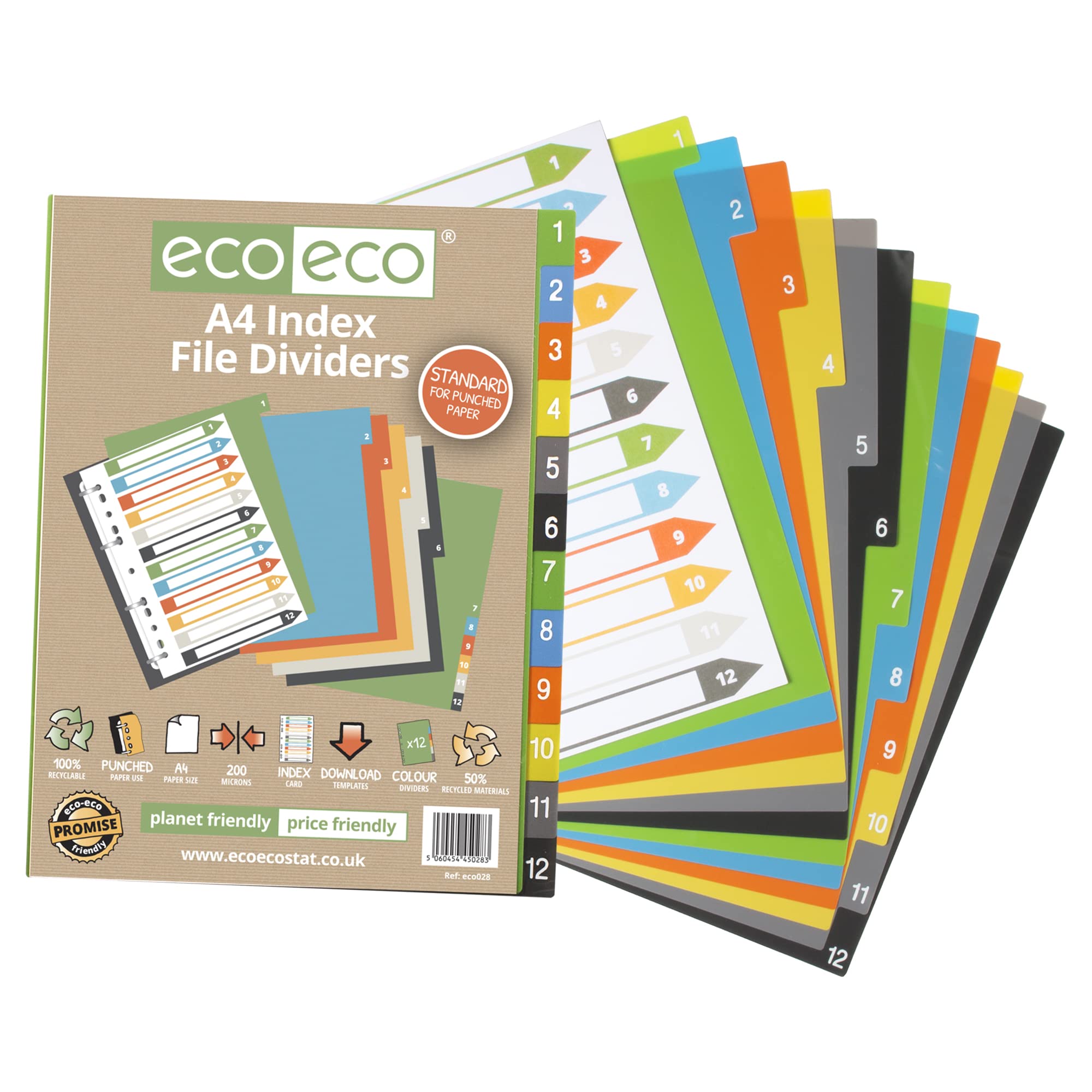 Classeur Présentation Eco-Eco 4 Anneaux - 12 Pochettes A4, Noir, 65% Recyclé