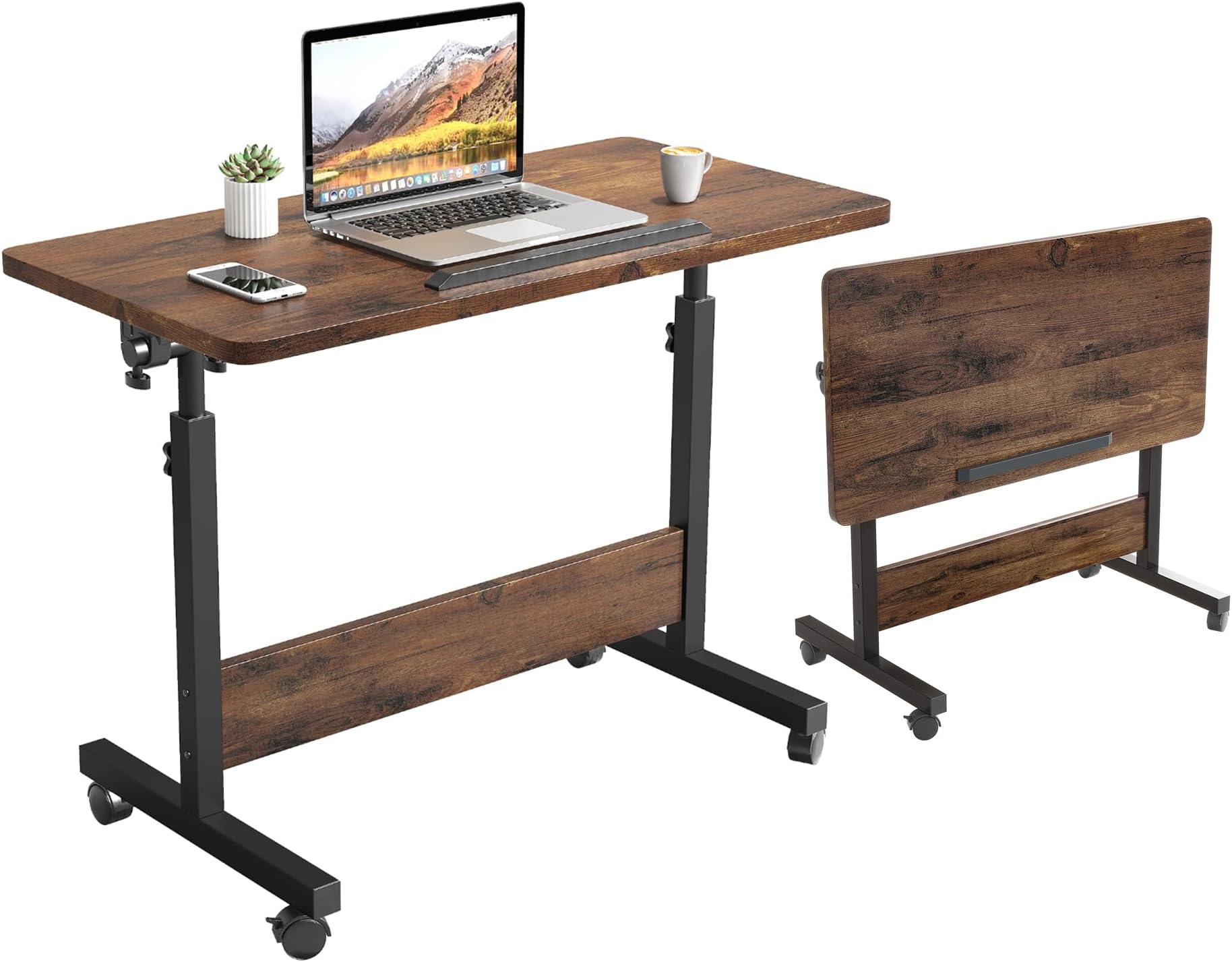 Amazon サイドテーブル キャスター付き オフィスデスク サイドテーブル 介護用テーブル パソコンデスク 昇降式テーブル オフィス