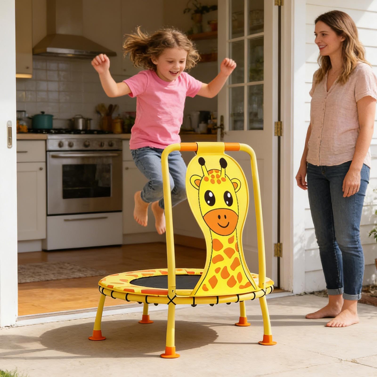 Trampolín Interior para Niños 100 Centímetros Estampado de Jirafa para