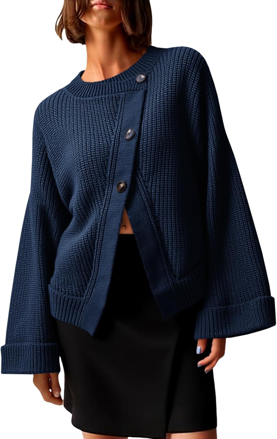 Saodimallsu Womens Cardigan Sweaters 2025 Button Down Long Sleeve Knit Outerwear Oversized Fashion Chunky Open Front Coats