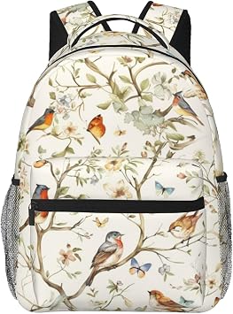 Bird Backpack, Travel Backpacks Laptop Rucksack for Women, School Bookbag for Kids Girls Boys Teens, Cute Songbird Back Pack Accessories Bag for Work, Ideal Gifts for Bird Lovers