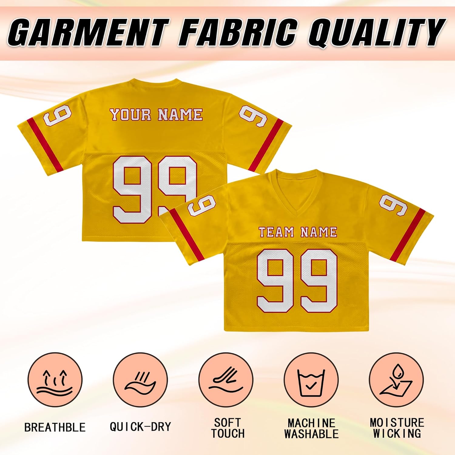 Custom Football Jersey for Women Crop Top Shirts Team Name Number Personalized Printed Stitched Streetwear Casual Short Tees - Image 3