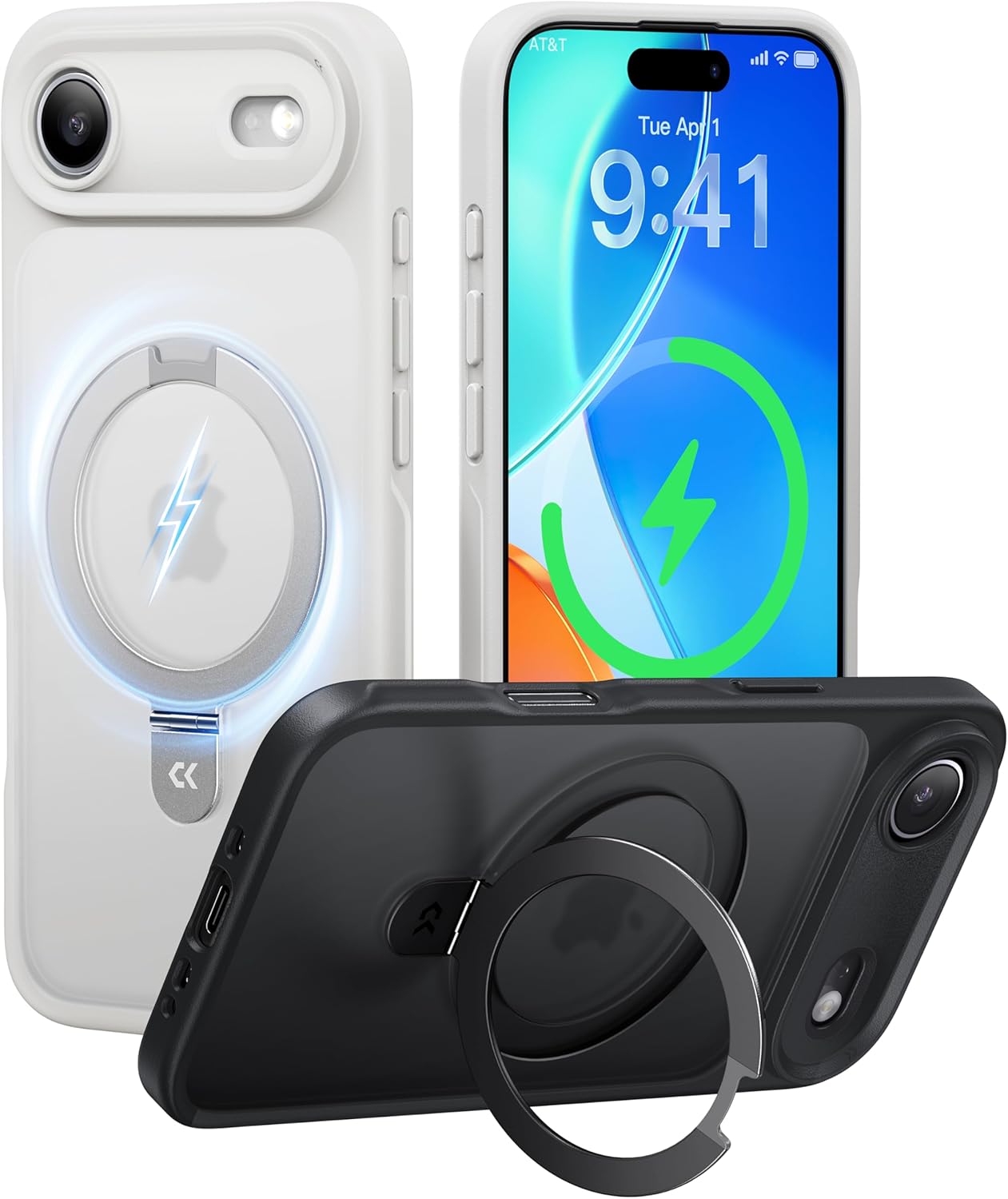 CASEKOO Designed for iPhone Air Case with Magnetic Invisible Stand [Military Drop Protection] [Compatible with MagSafe] Shockproof Translucent Matte Slim for iPhone 17 Air Case Phone Cover 6.5", White Dove White for 17 Air Case 6.5"