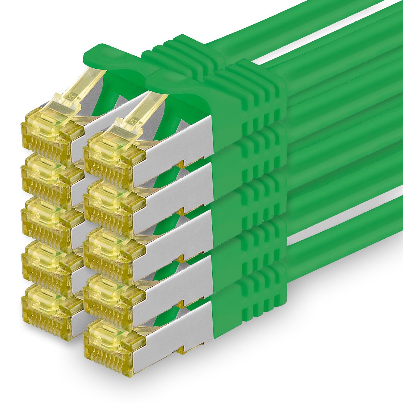 1aTTack.de Cat.7 Netzwerkkabel 1m Grün 10 Stück Cat7 Ethernetkabel Netzwerk LAN Kabel Rohkabel 10 Gb s SFTP PIMF LSZH Set Patchkabel mit Rj 45 Stecker Cat.6a