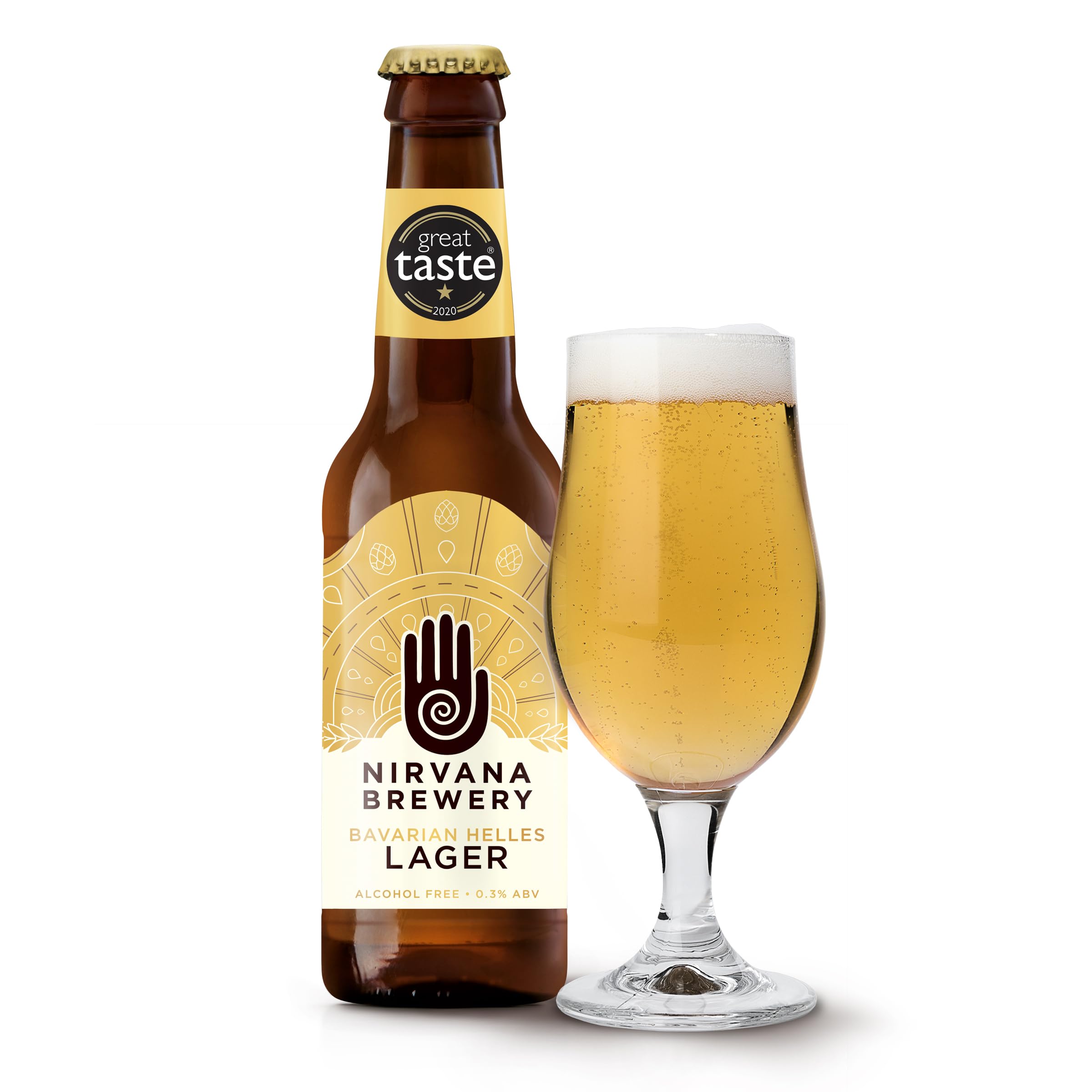Nirvana Brewery Non Alcoholic Beer Bavarian Helles Lager Alcohol Free Beer - 24 Bottles - Dry Lifestyle - Premium, Great Taste Brewed in the UK