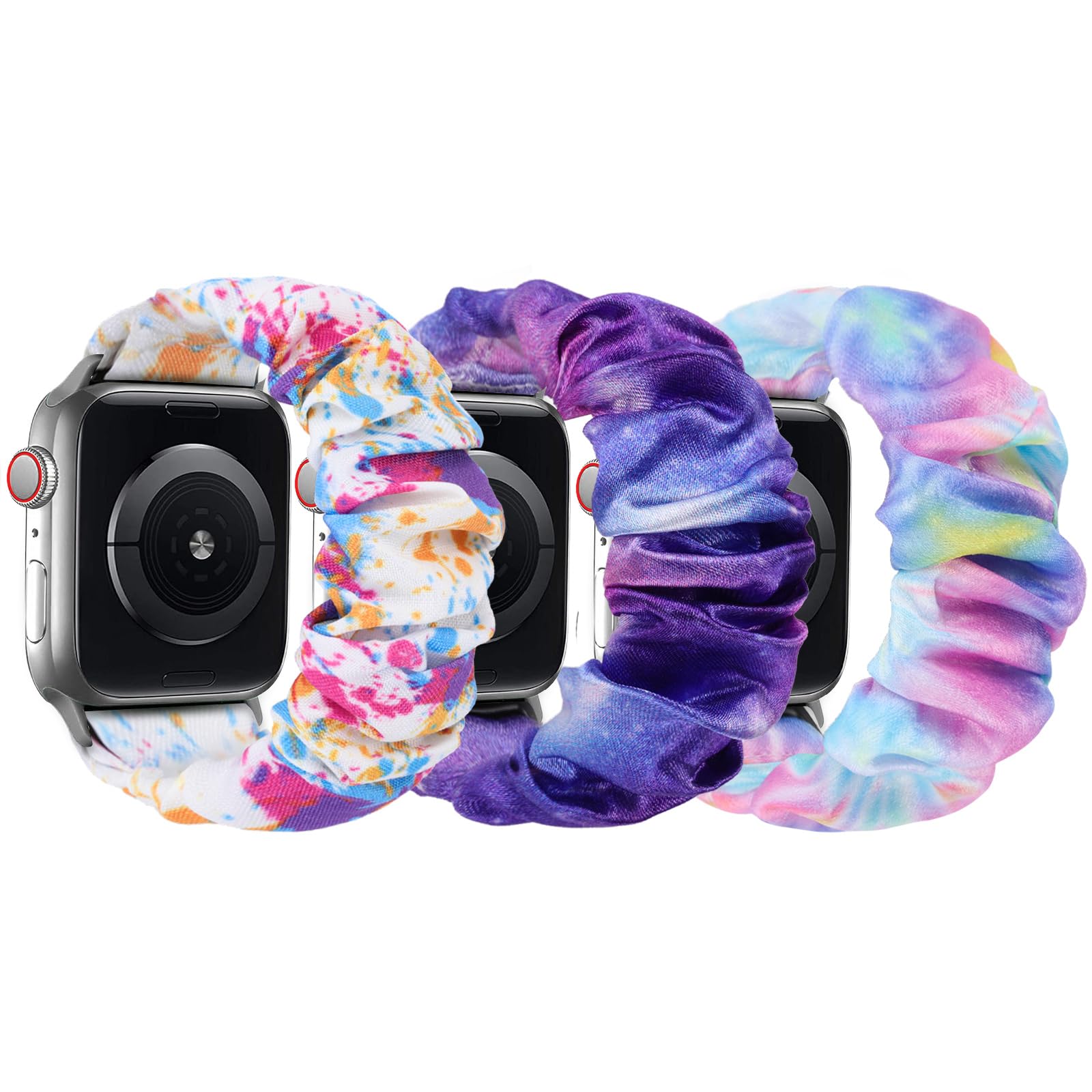 sylacor Scrunchie Bands Compatible with Kids Apple Watch Band, Cute Stretchy Breathable Strap for iWatch Series 10 9 8 7 6 5 4 3 SE SE2 SE3 Small