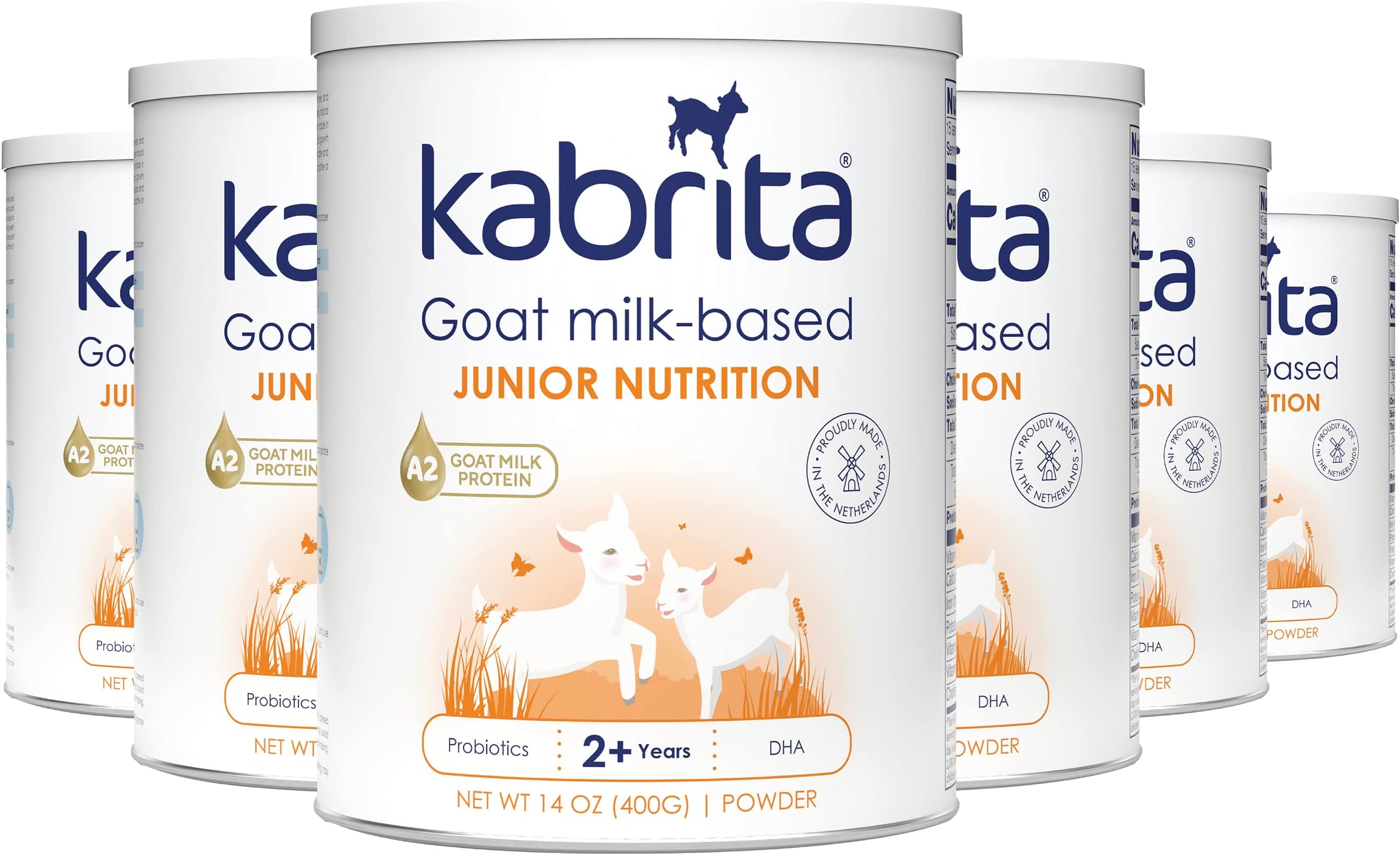 Junior Goat Milk Powder for Kids - Easy to Digest for Ages 2-7 - Immunity Boosting Containing Vitamin C, D, E, Protein & Calcium - Non-GMO Gentle on Sensitive Tummies - 14 Oz (Pack of 6)