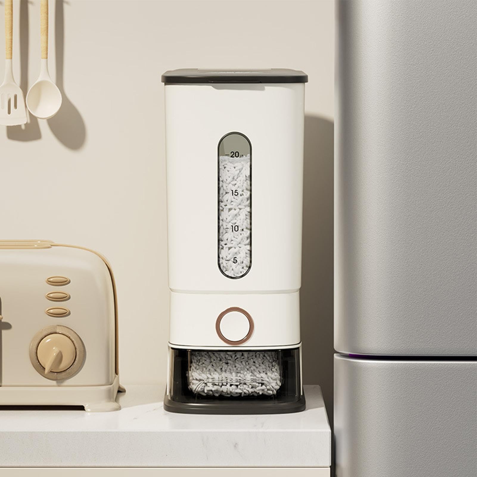 Dispenser per Riso 24 Litri Grande Capacità Conservazione A Pressione | Dispenser Per Conservazione Riso Adatto A Famiglia E , Soggiorno, Magazzino, Armadio, Casa E Cucina Interna