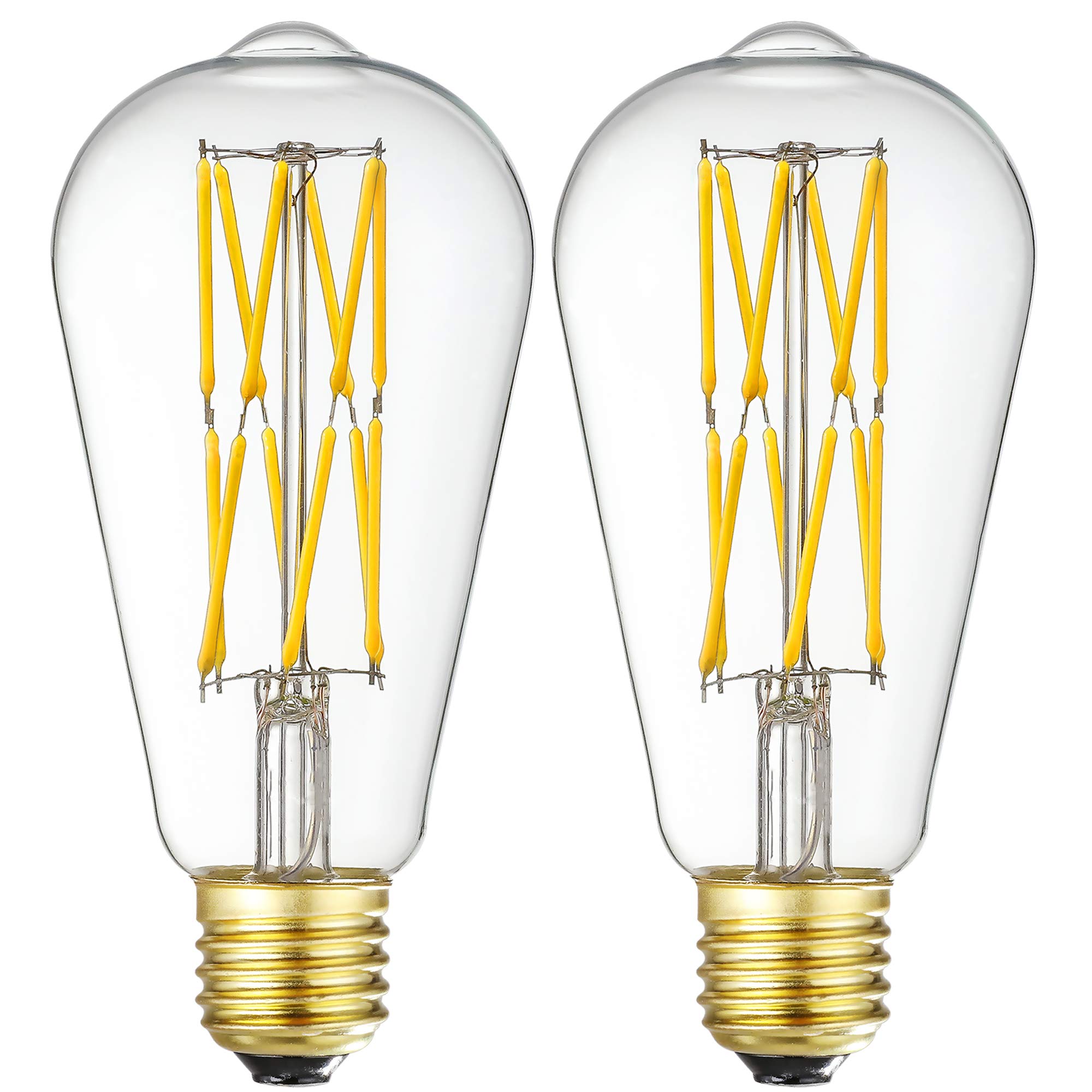 Photo 1 of LVYE LED Edison Bulb Dimmable 12W 3000K Soft White 1200LM, 100W Equivalent E26 Medium Base, ST64 Vintage LED Bulbs, 360 Degree Beam Angle, Clear Glass, Pack of 2.