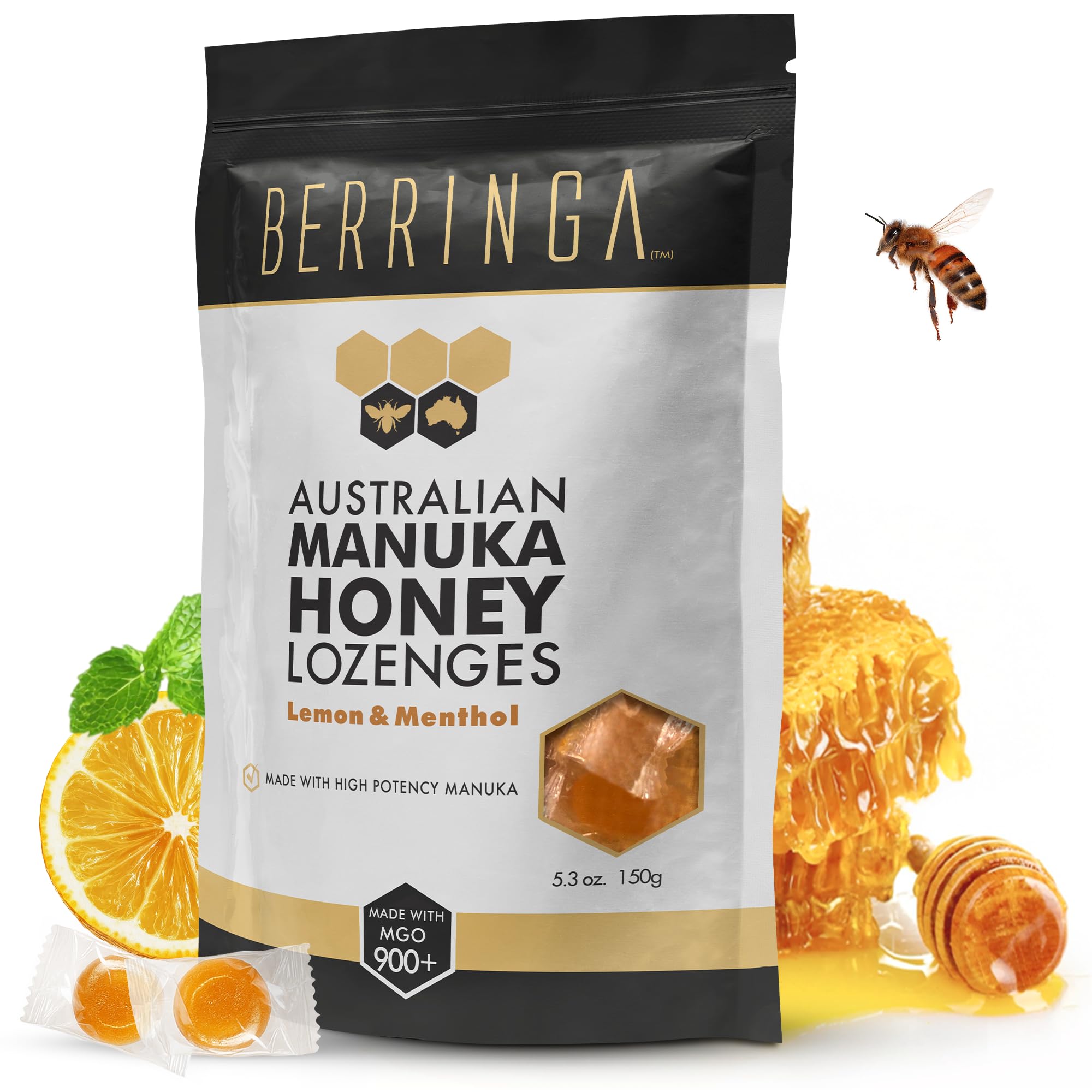 Australian Manuka Honey Lozenges Lemon & Menthol 900+ MGO