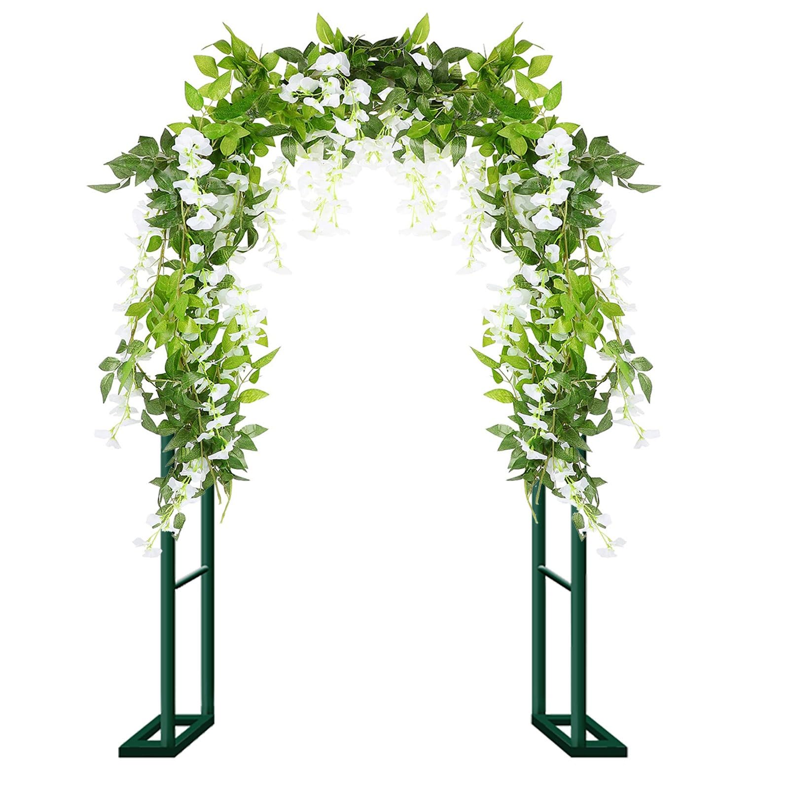 Zewnętrzny metalowy łuk ogrodowy krata do roślin pnących 2,0 m / 2,2 m wysoka zielona altana ogrodowa na wesela i dekoracje dł. 350 x szer. 40 x wys. 220 cm trwały i elegancki design