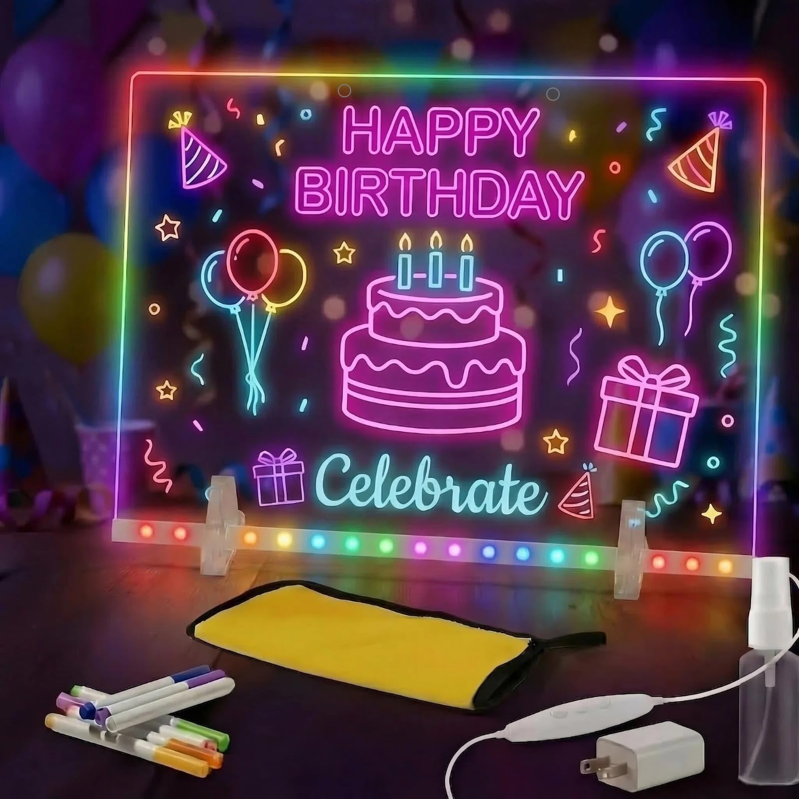 Photo 1 of 17" Led Drawing Board with 7 Colors,Light Up Cosmody Drawing Board,Glowing Acrylic Dry Erase Board with Light,Lumiboard Led Boards,Holiday Gifts for Kids Girls Teens