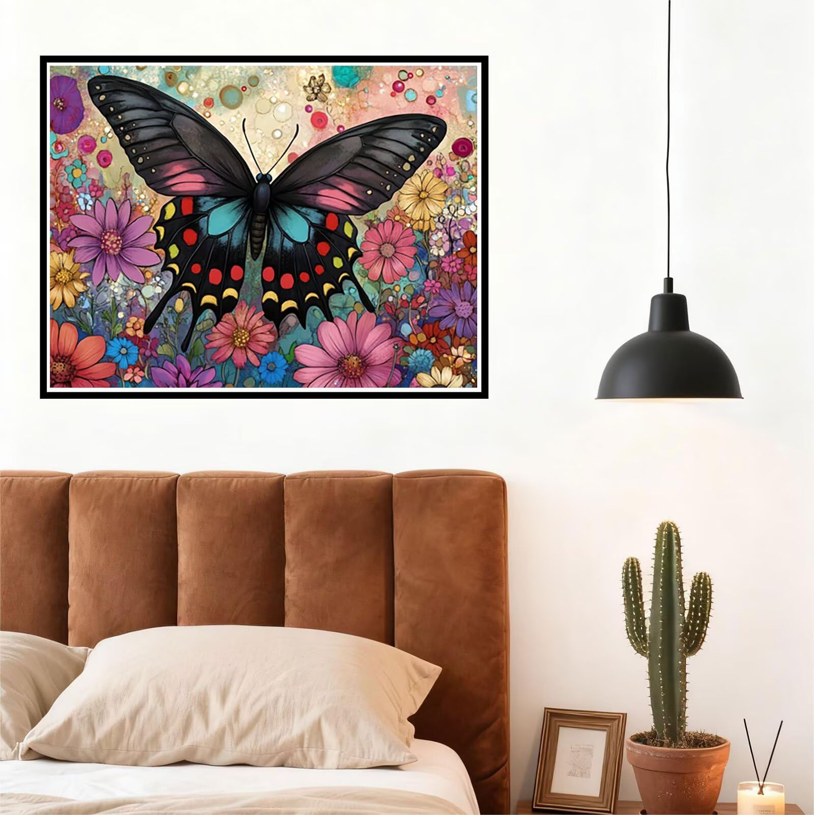 Peinture Numero Adulte Papillon Coloriage par Numero Adulte Fleur DIY Paint by Numbers, avec Pinceaux Peinture Loisir Creatif Enfant Numéro D'art Cadeau Femme, Pour Decoration Maison 70x90cm H - 969