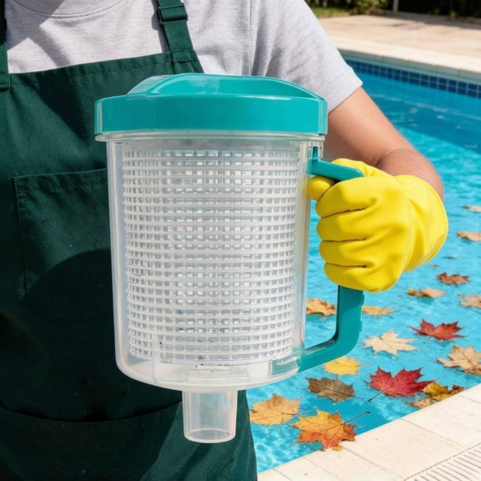 Filtro de Hojas para Piscina Canister Cesta Recogedora Prefiltro Plástico Resistente con Cuerpo Transparente para Ver Acumulación y Limpiar Adecuado, Array, Azul