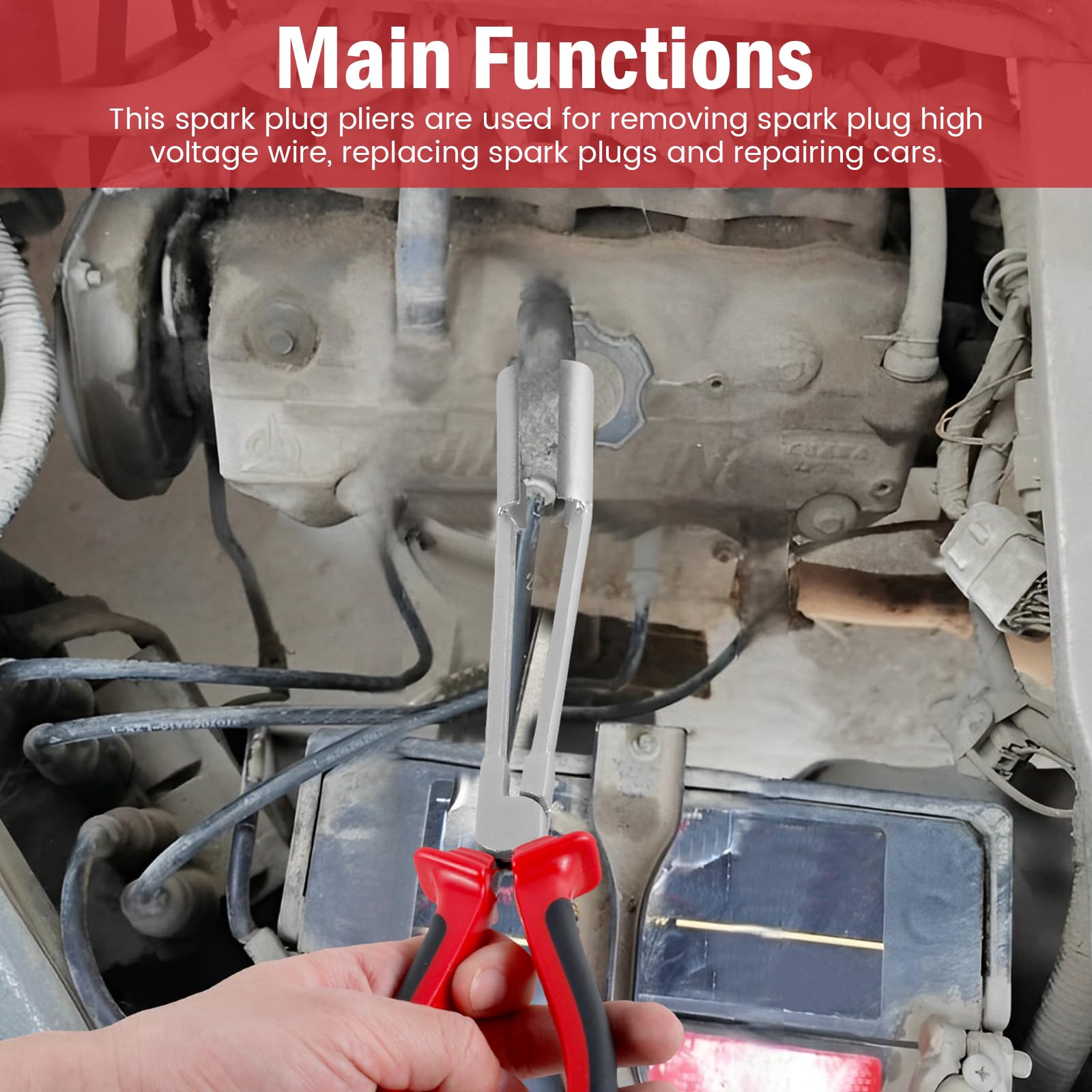 KTZCTPCA Car Spark Plug Wire Removal Pliers Tool, High Voltage Cylinder Cable Removal Tool, Spark Plug Boot Hose Removal Tool, Wire Clamp Spark Plug Wire Removal Pliers for Car Repair