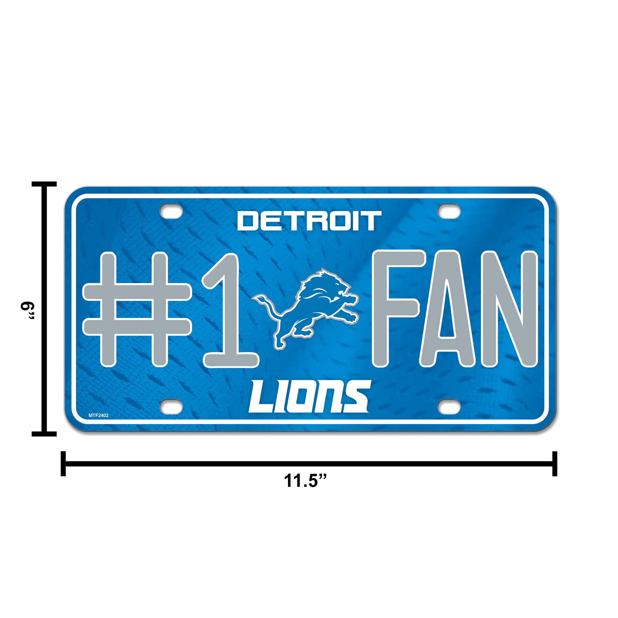 Rico Industries NFL Detroit Lions #1 Fan Metal License Plate Tag