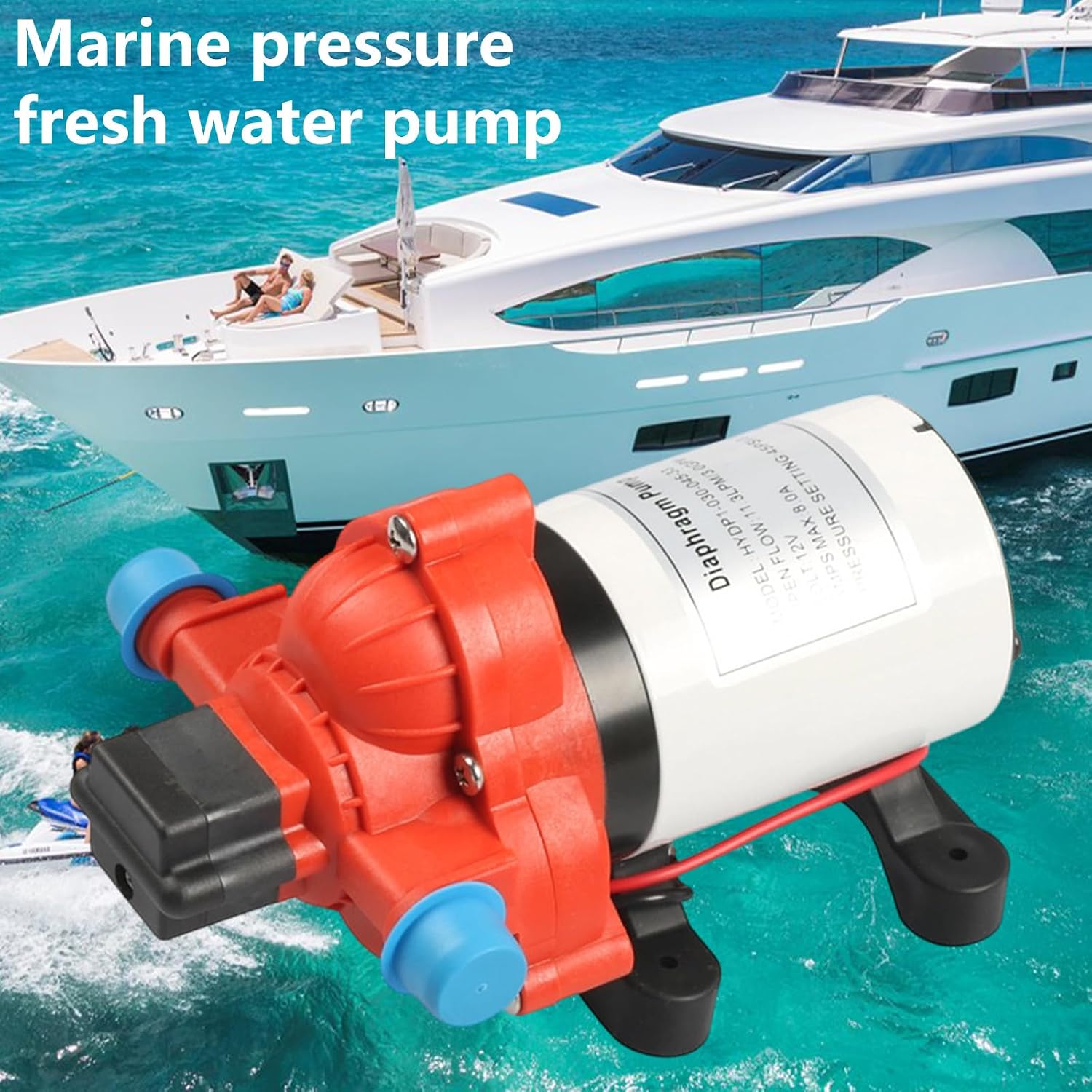 12V 3.0 GPM Diaphragm Water Pump, 45 Self-Priming Auto for Boat Marine